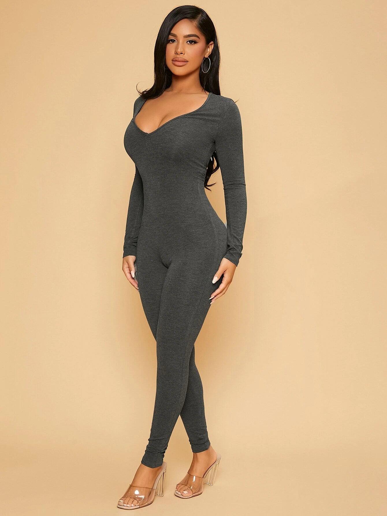 Bodyfit Solid Colored Jumpsuit-Comfy Jumpsuits