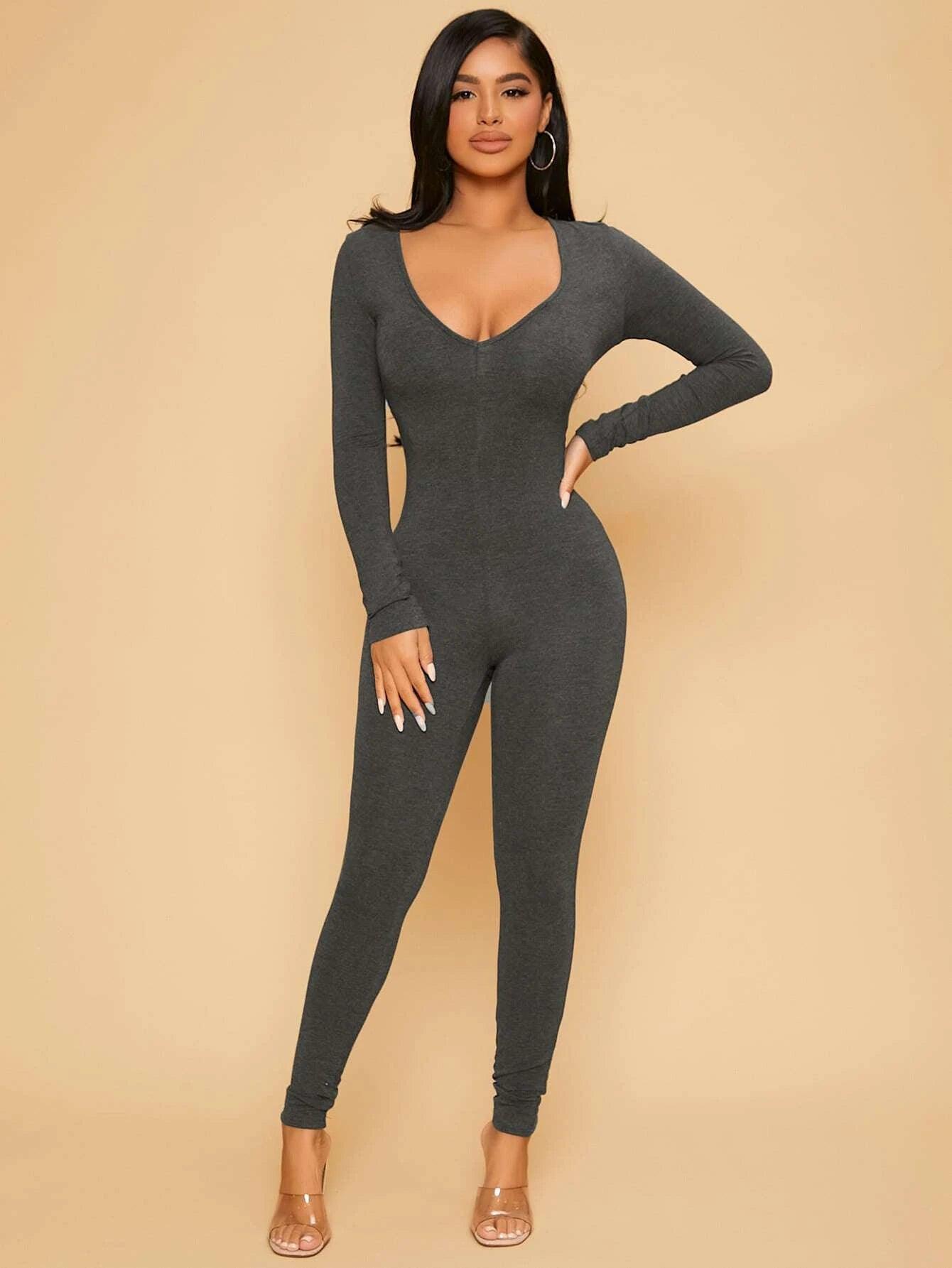 Bodyfit Solid Colored Jumpsuit-Comfy Jumpsuits