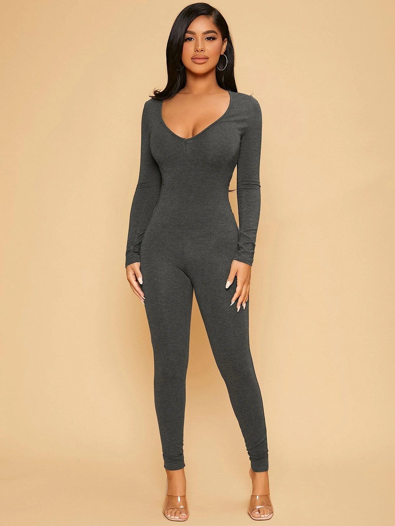 Bodyfit Solid Colored Jumpsuit-Comfy Jumpsuits