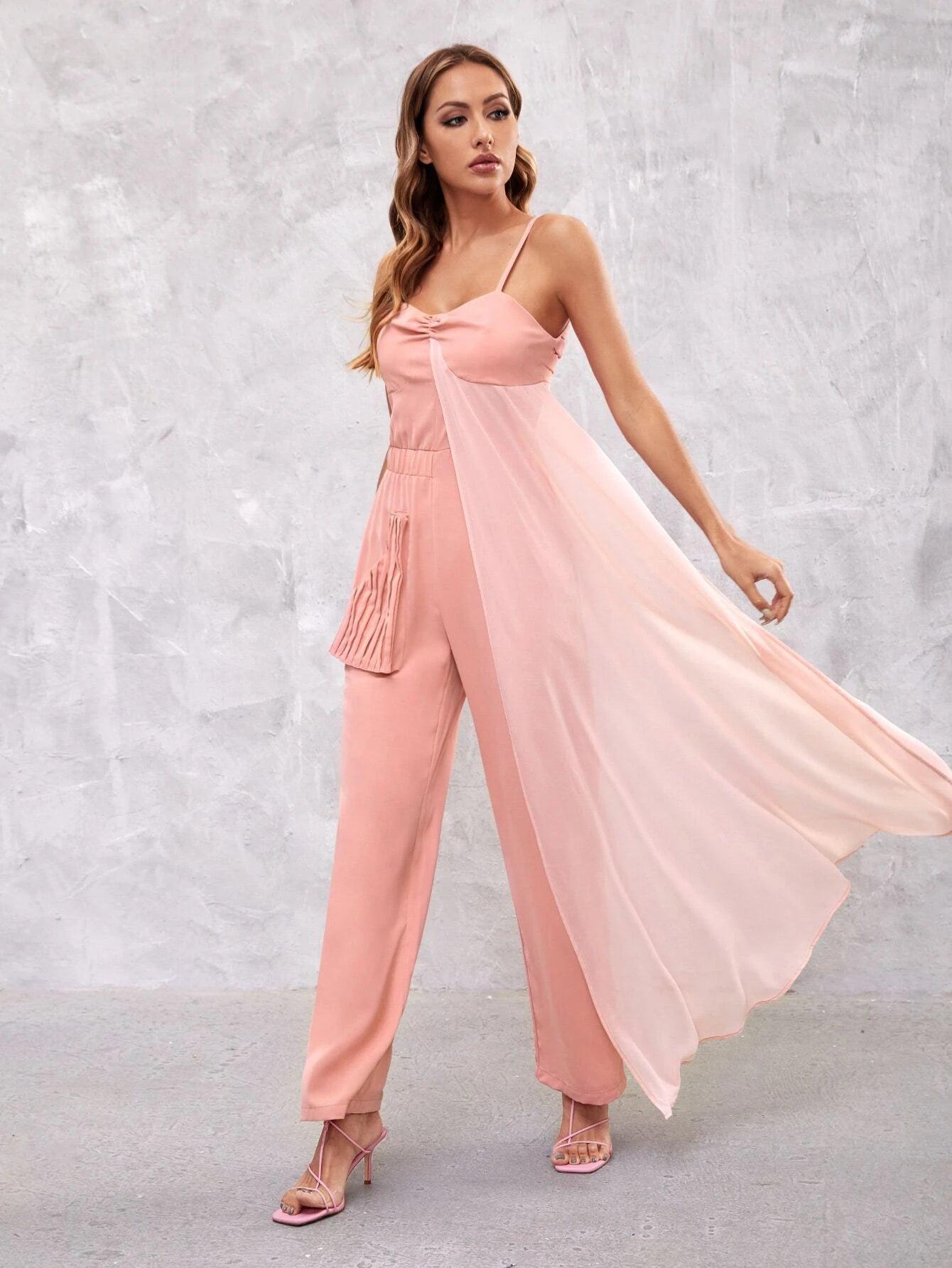 Draped Detail Patch Pocket Jumpsuit-Comfy Jumpsuits