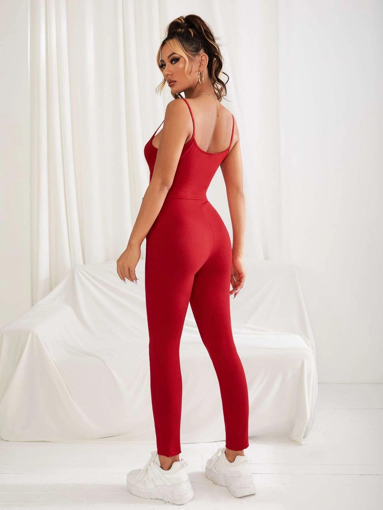 Solid Colored Cami Unitard Jumpsuit-Comfy Jumpsuits