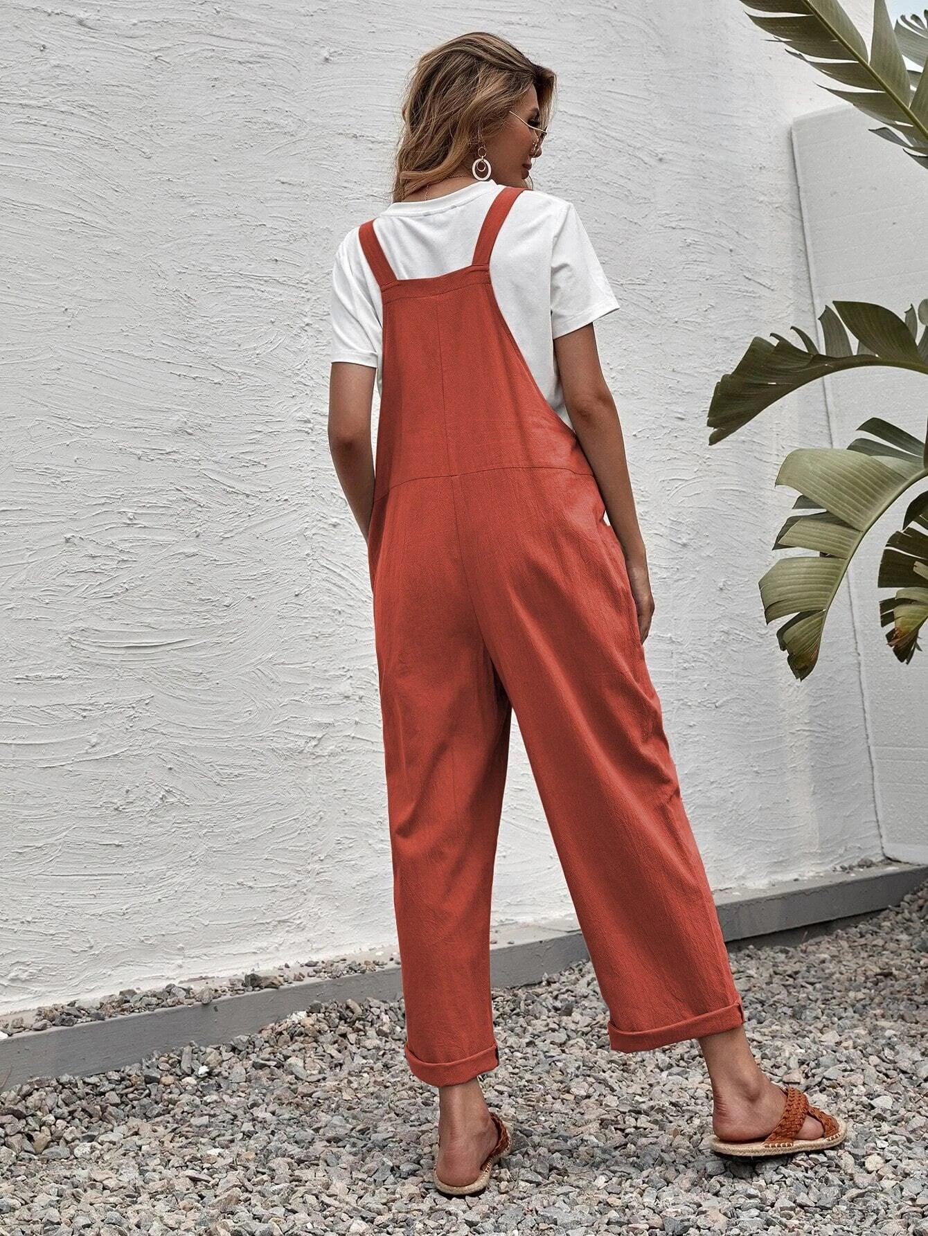 Dual Pocket Suspender Jumpsuit