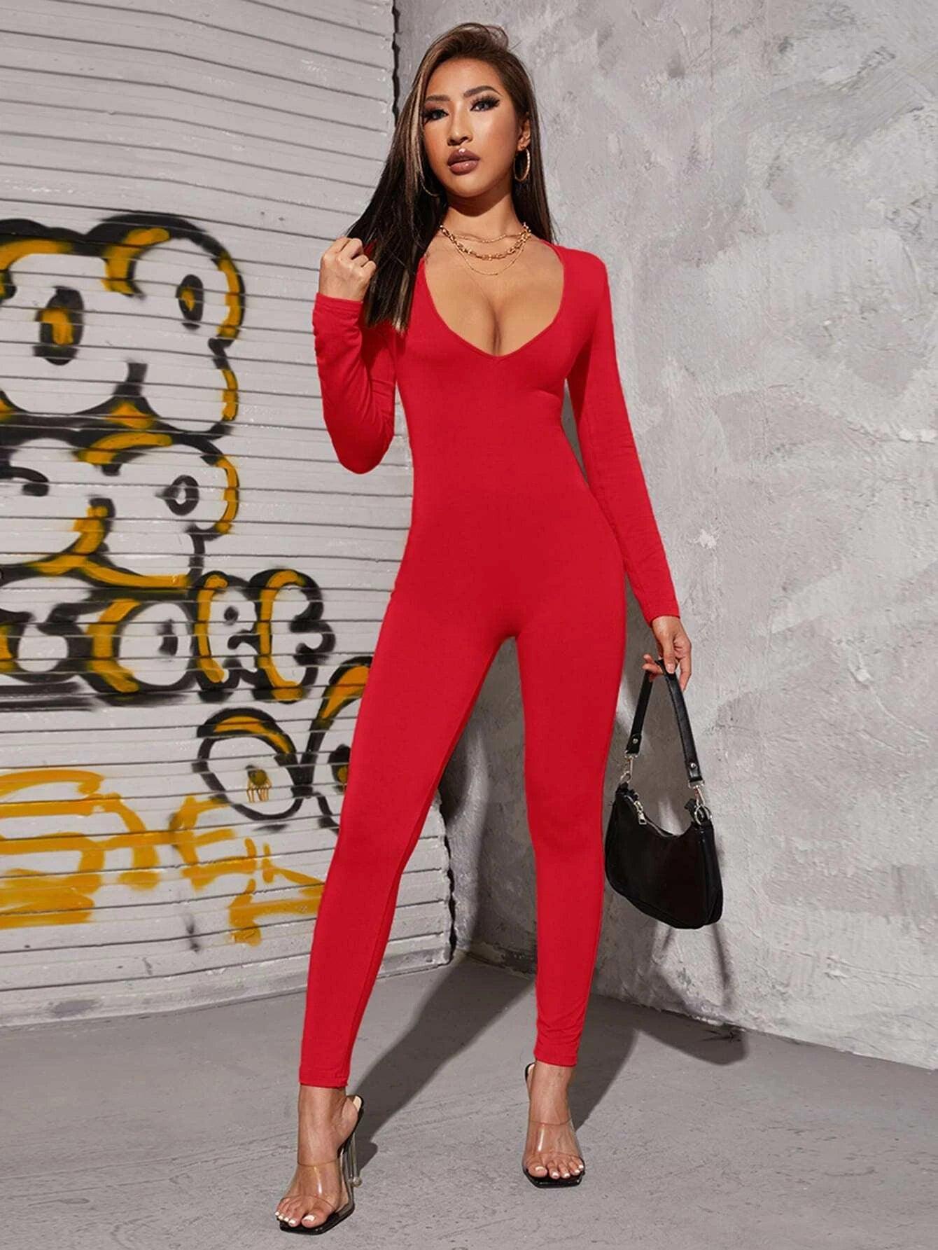 Bodyfit Solid Colored Jumpsuit-Comfy Jumpsuits