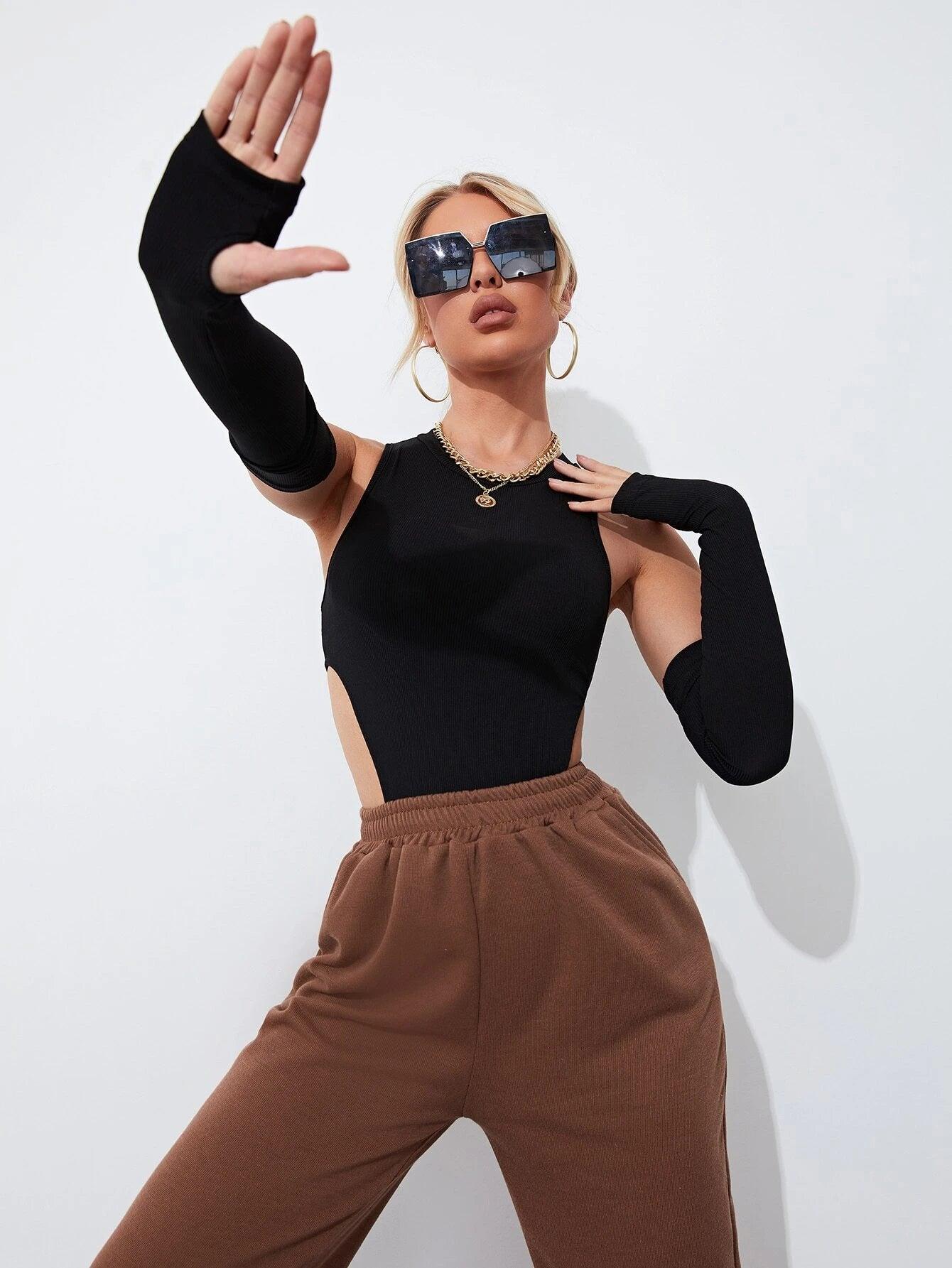 Tank Bodysuit With Thumbholes-Comfy Jumpsuits