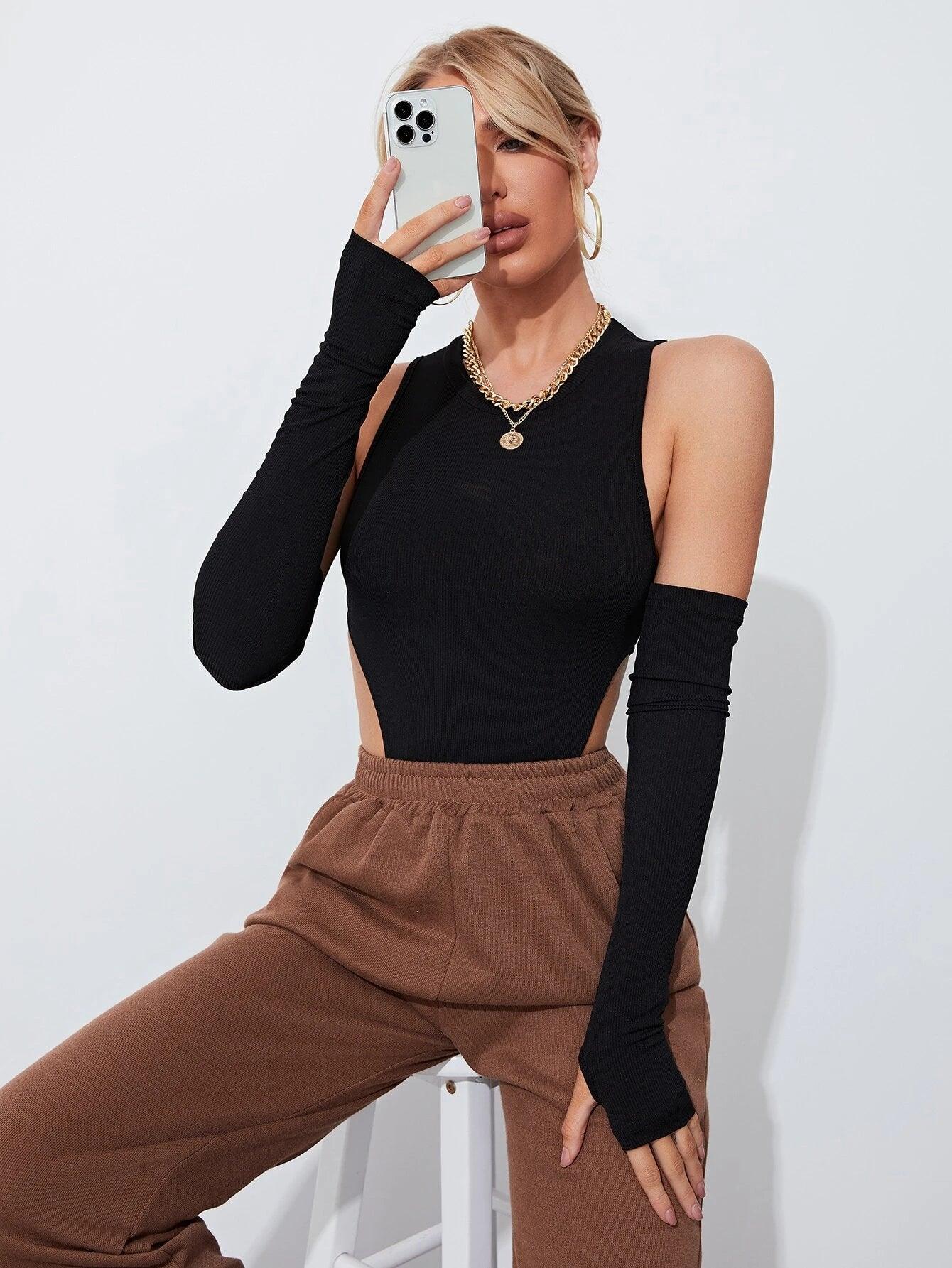 Tank Bodysuit With Thumbholes-Comfy Jumpsuits
