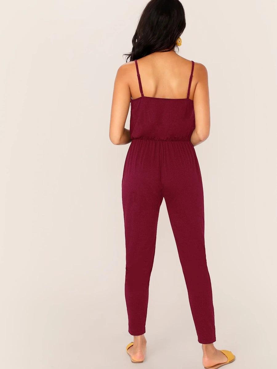 Blouson V Neck Cami Jumpsuit-Comfy Jumpsuits