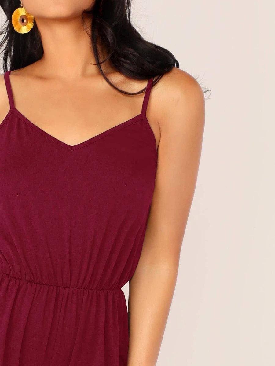 Blouson V Neck Cami Jumpsuit-Comfy Jumpsuits
