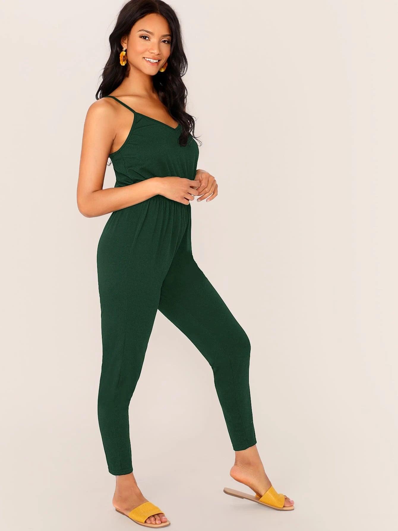 V Neck Cami Jumpsuit-Comfy Jumpsuits