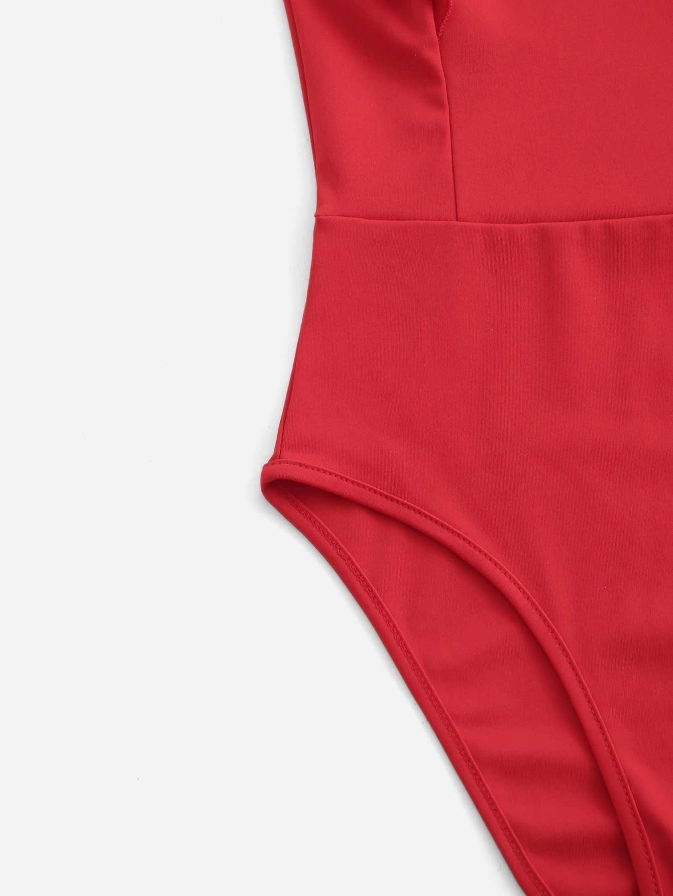 Solid Ruffle Armhole Bodysuit-Comfy Jumpsuits