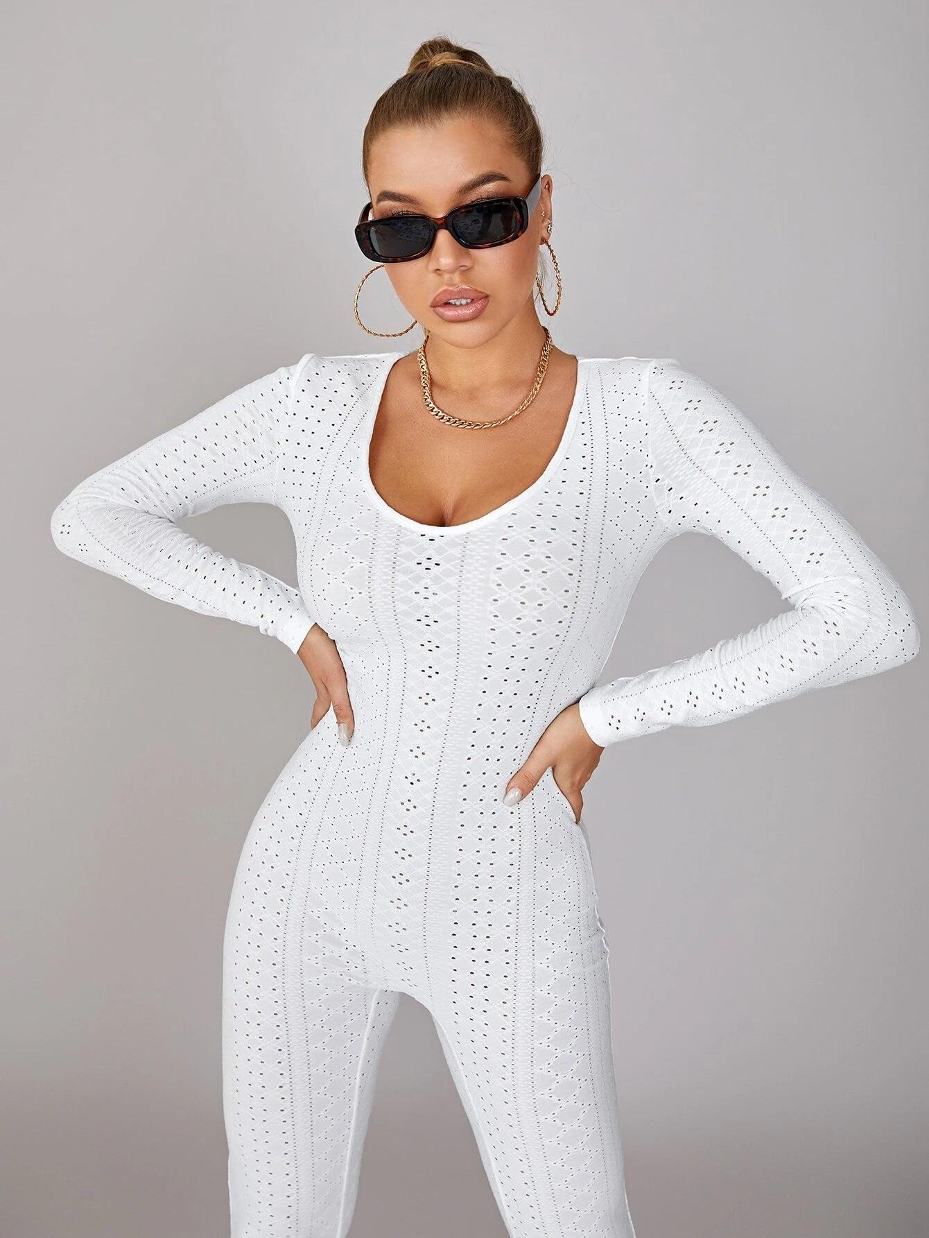 Scoop Neck Unitard Jumpsuit-Comfy Jumpsuits