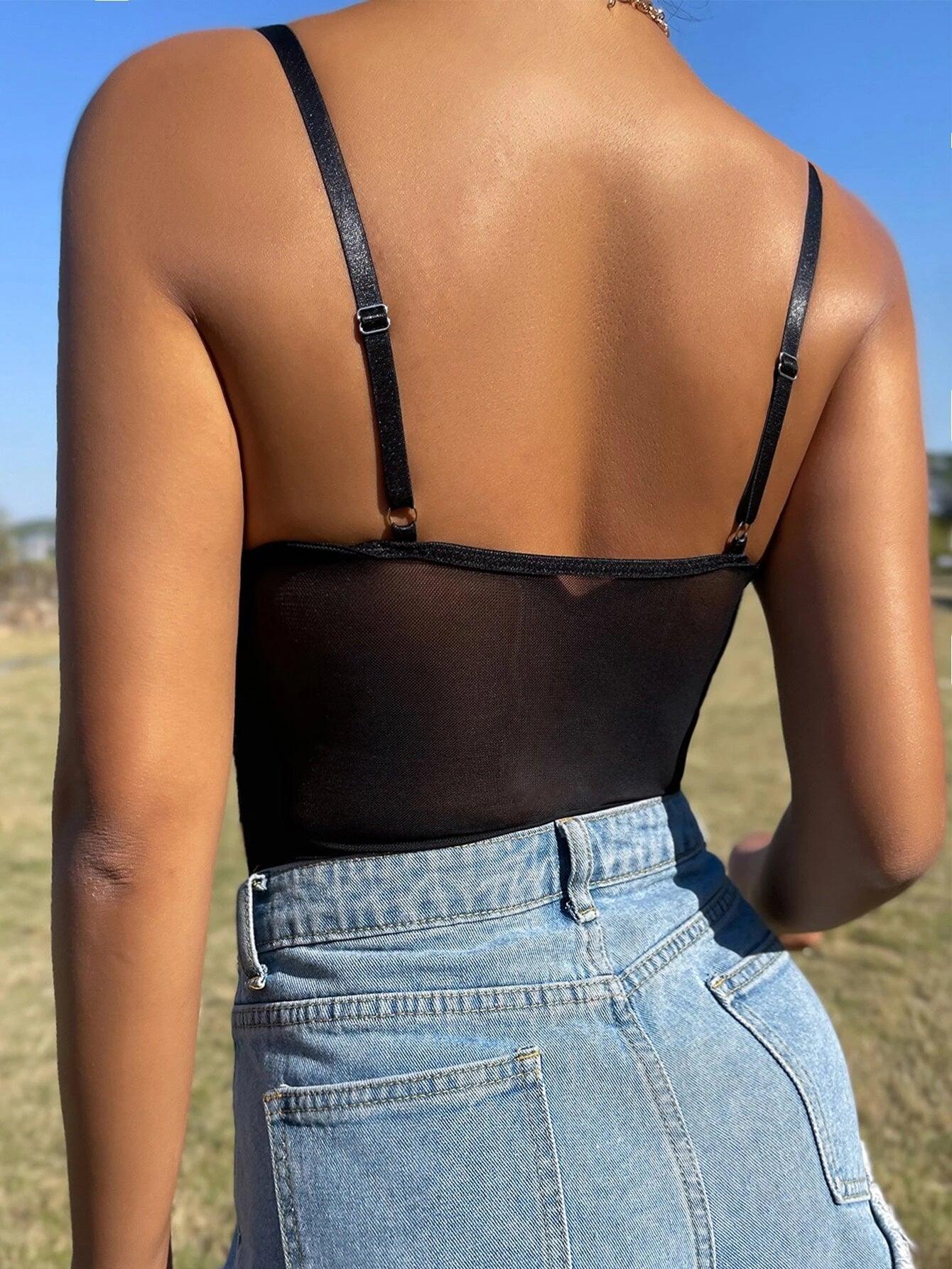 Floral Print Cami Bodysuit-Comfy Jumpsuits