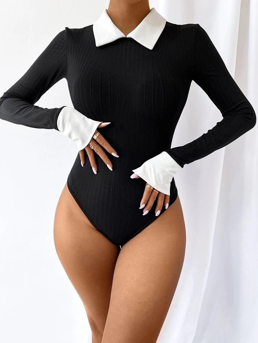 Keyhole Back Slim Fit Tee Bodysuit-Comfy Jumpsuits