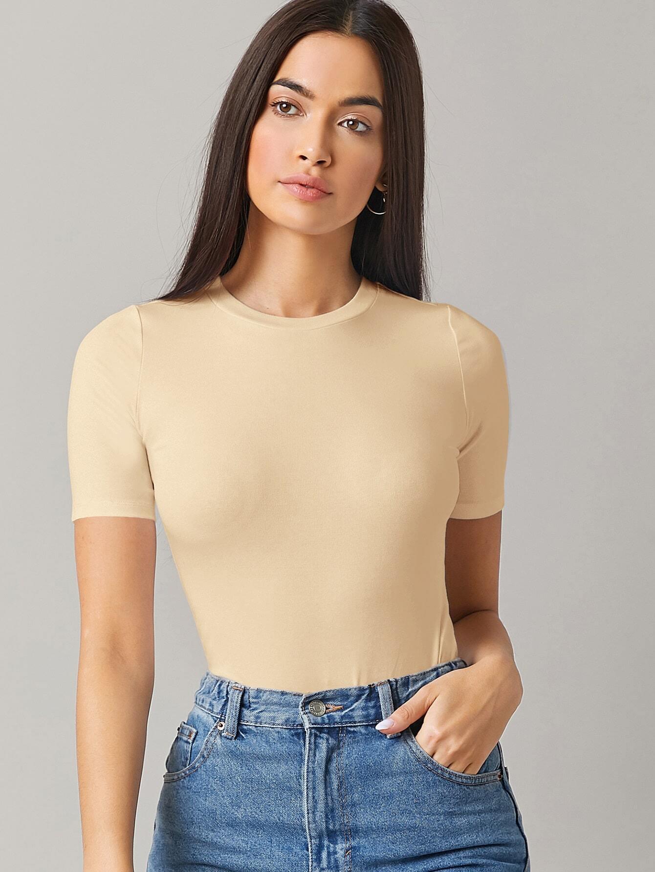 Solid Form Fitted Bodysuit-Comfy Jumpsuits