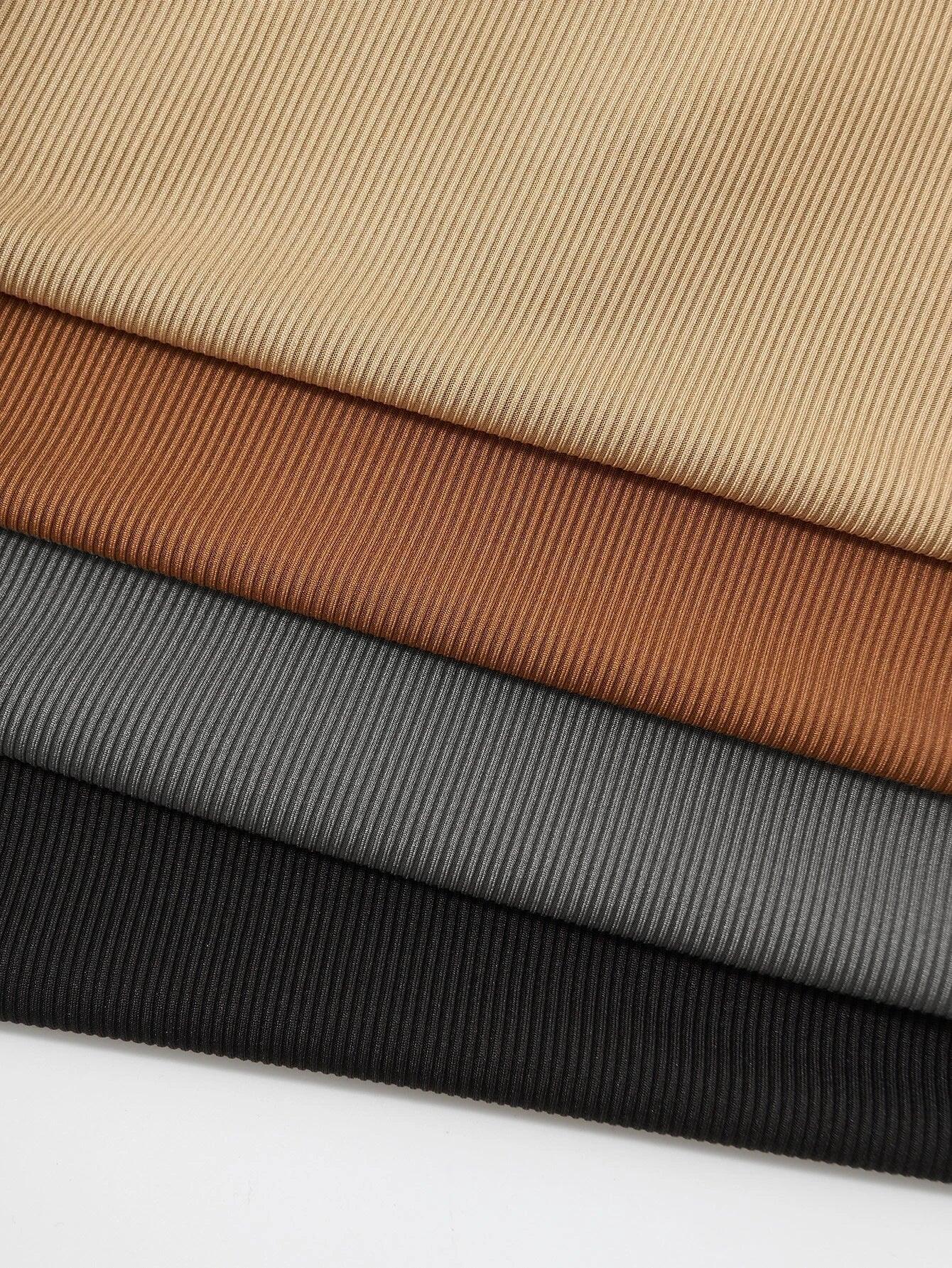 4 Pieces Ribbed Knit Notched Neck Tank Bodysuit-Comfy Jumpsuits