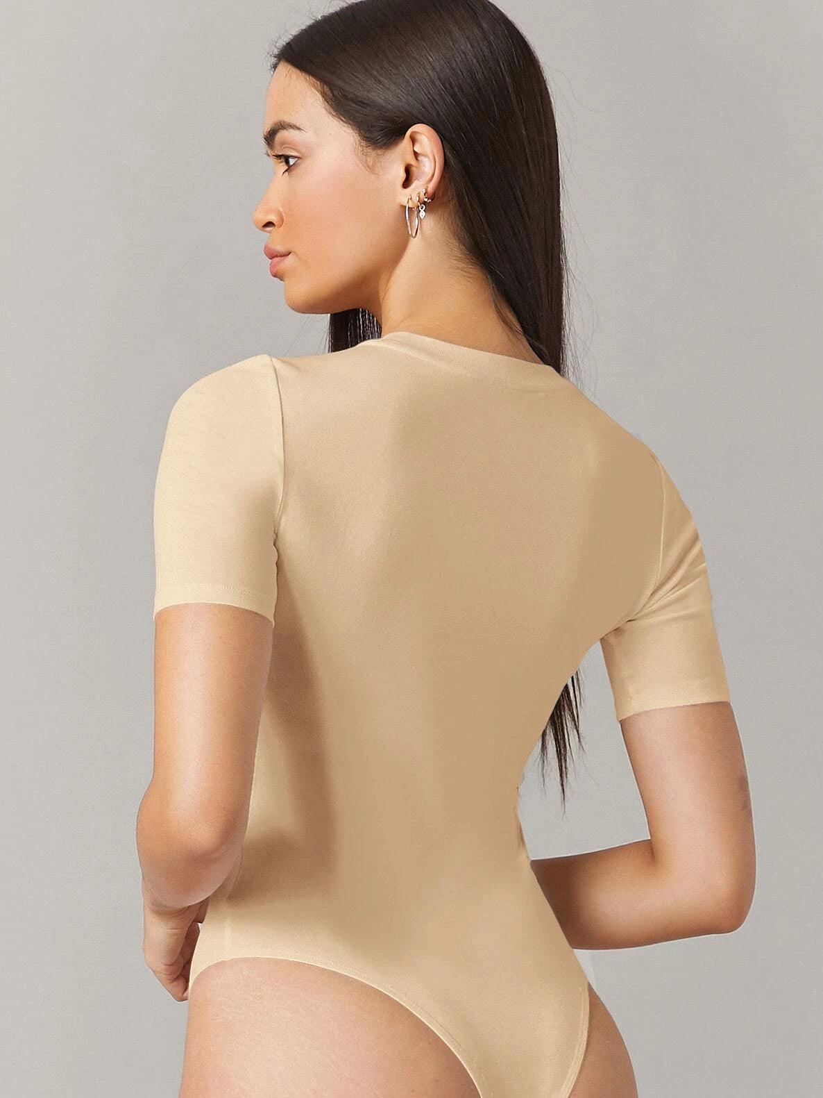 Solid Form Fitted Bodysuit-Comfy Jumpsuits