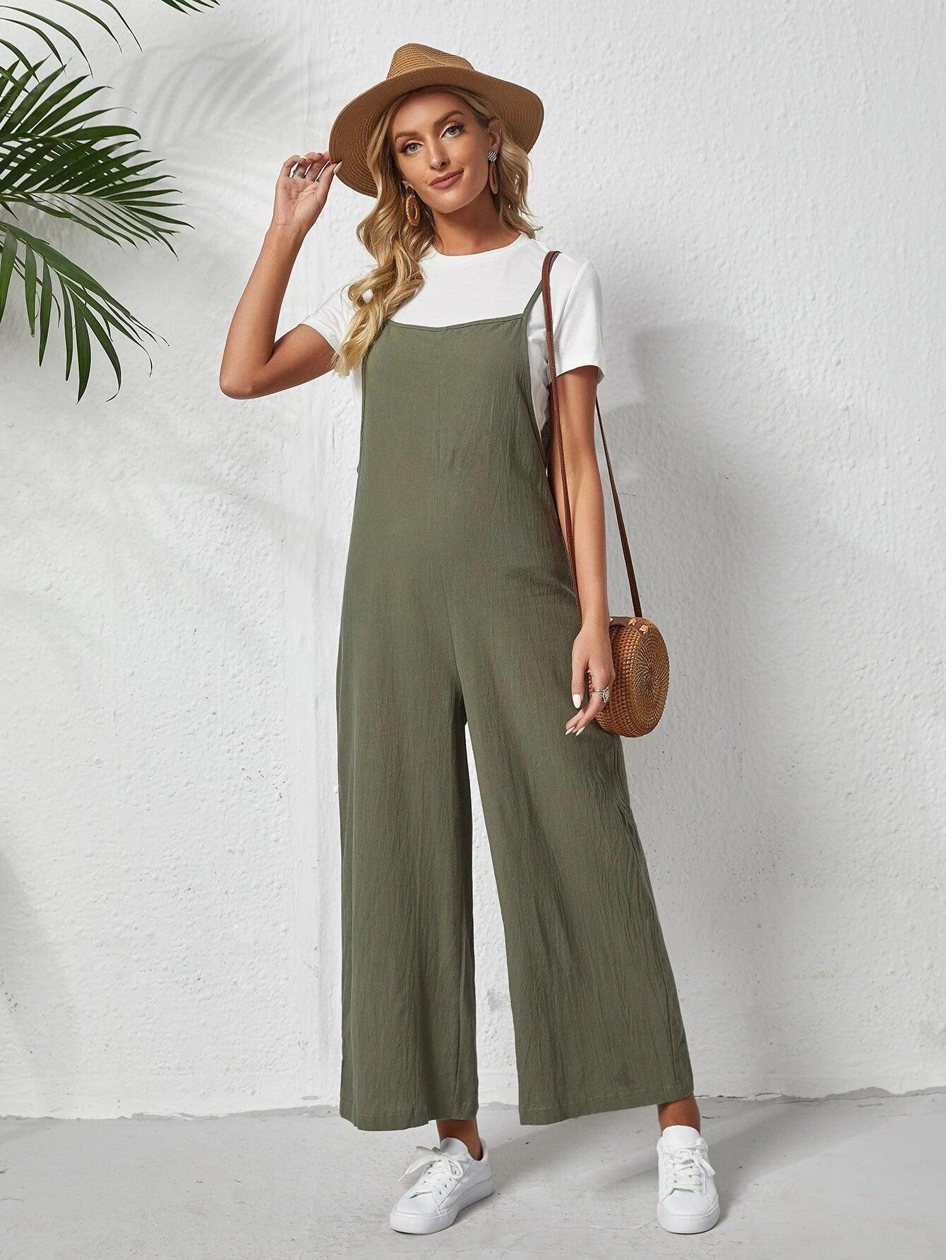 Long Sleeveless Jumpsuit Without Tee-Comfy Jumpsuits