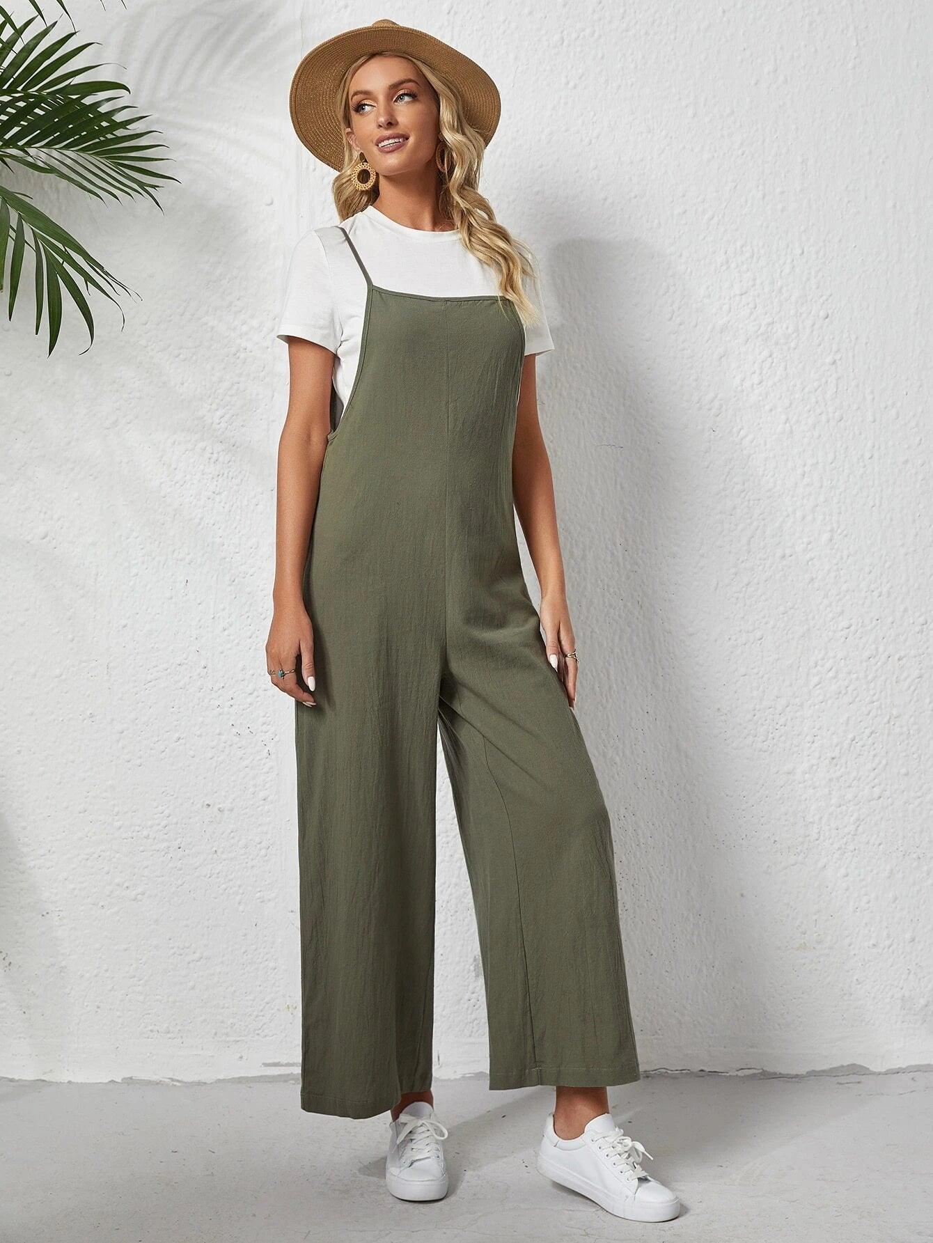 Long Sleeveless Jumpsuit Without Tee-Comfy Jumpsuits