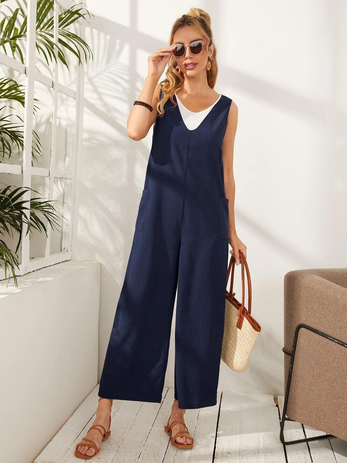 Dual Pocket Jumpsuit-Comfy Jumpsuits