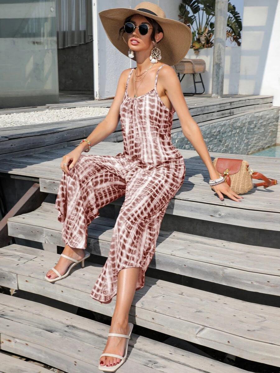 Open Back Cami Jumpsuit-Comfy Jumpsuits