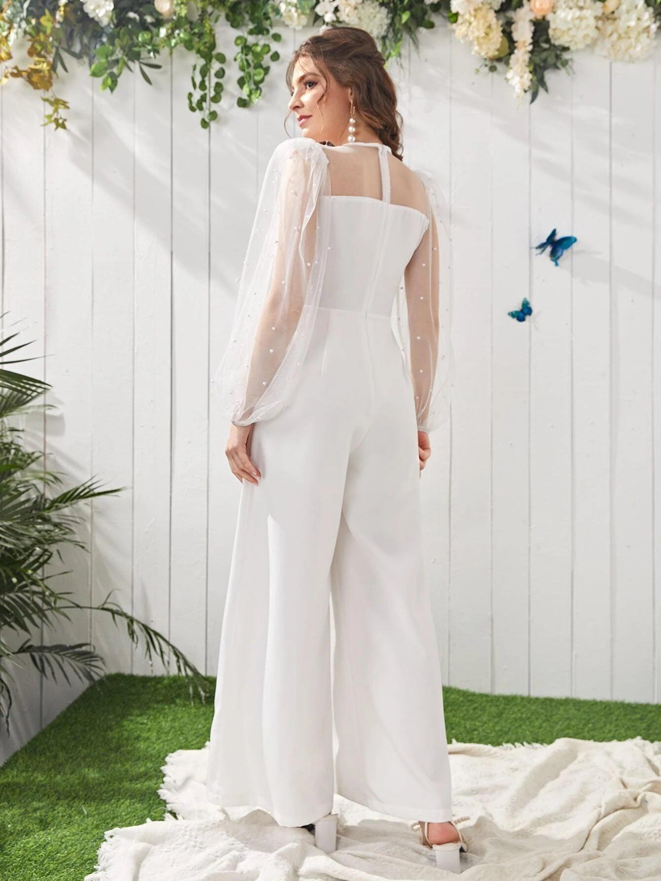 Mesh Zip Back Culottes Jumpsuit-Comfy Jumpsuits