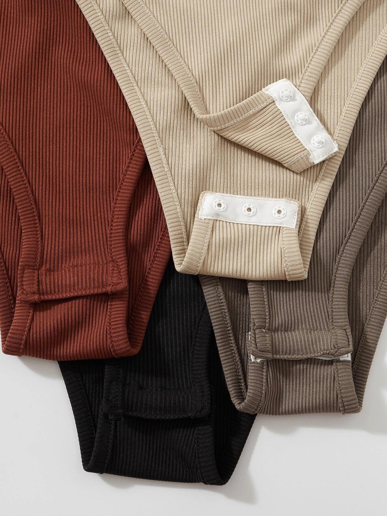 4 Pieces Rib-knit Bodysuit-Comfy Jumpsuits