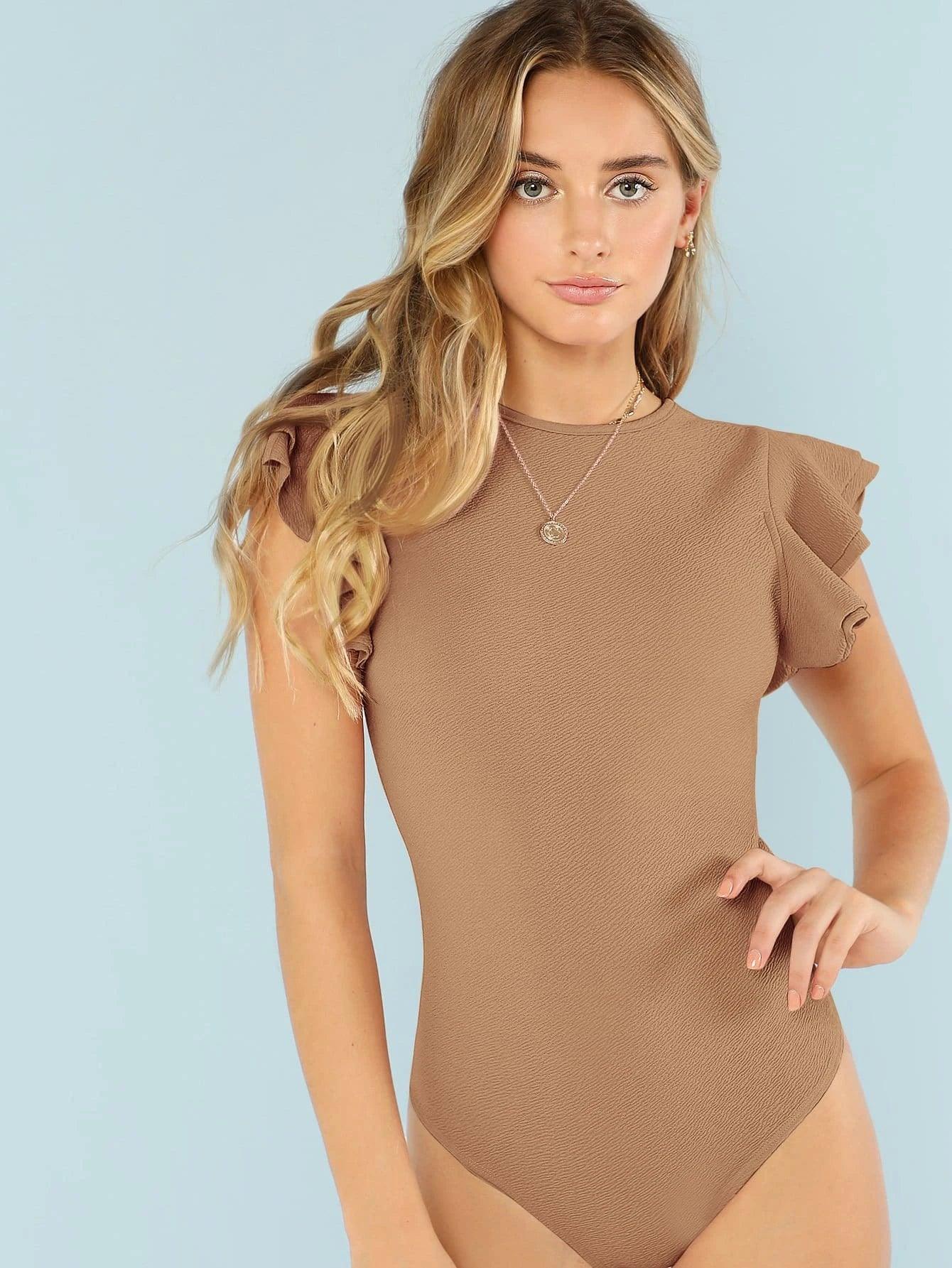 Armhole Solid Bodysuit-Comfy Jumpsuits