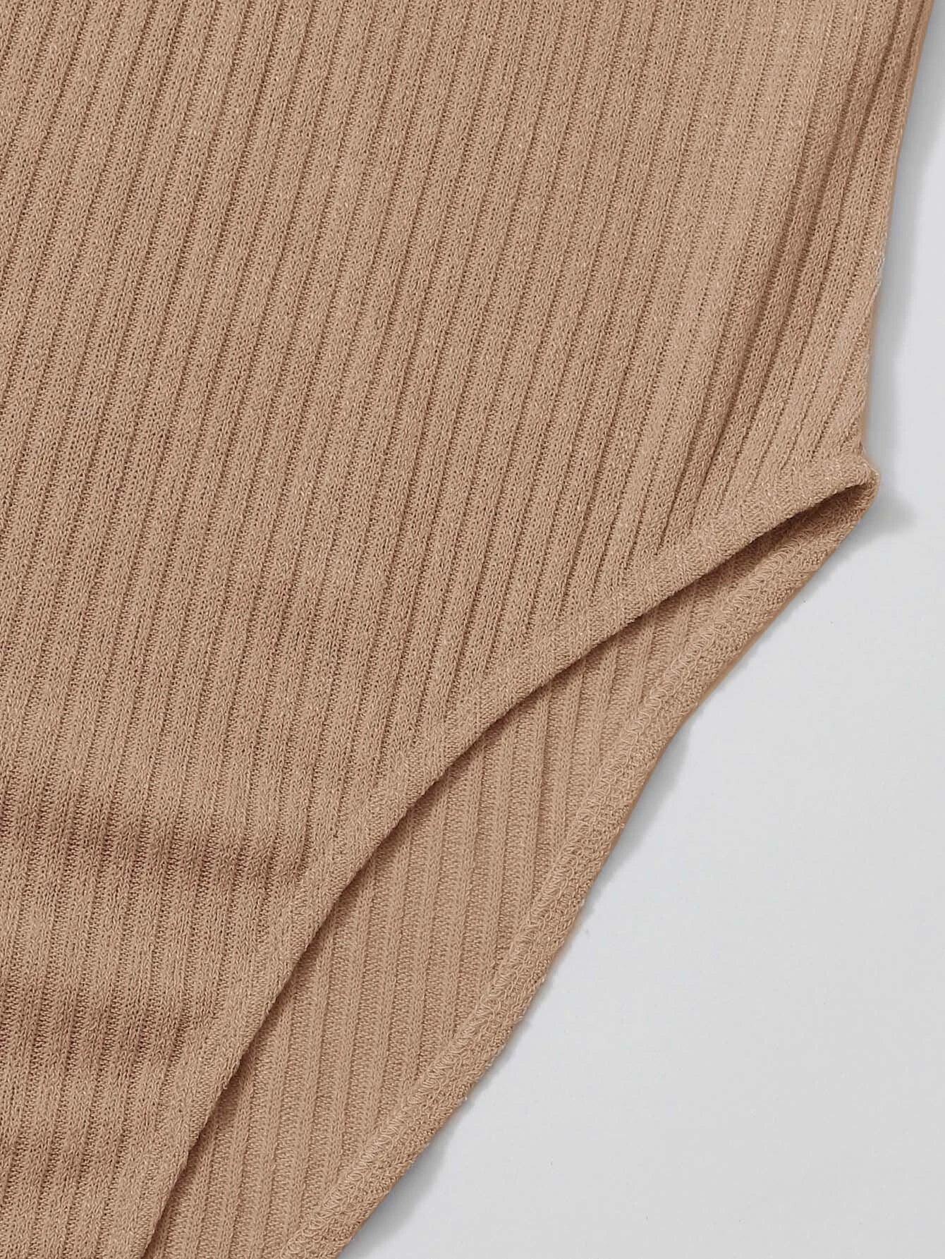 Puff Sleeved Rib-Knit Bodysuit-Comfy Jumpsuits