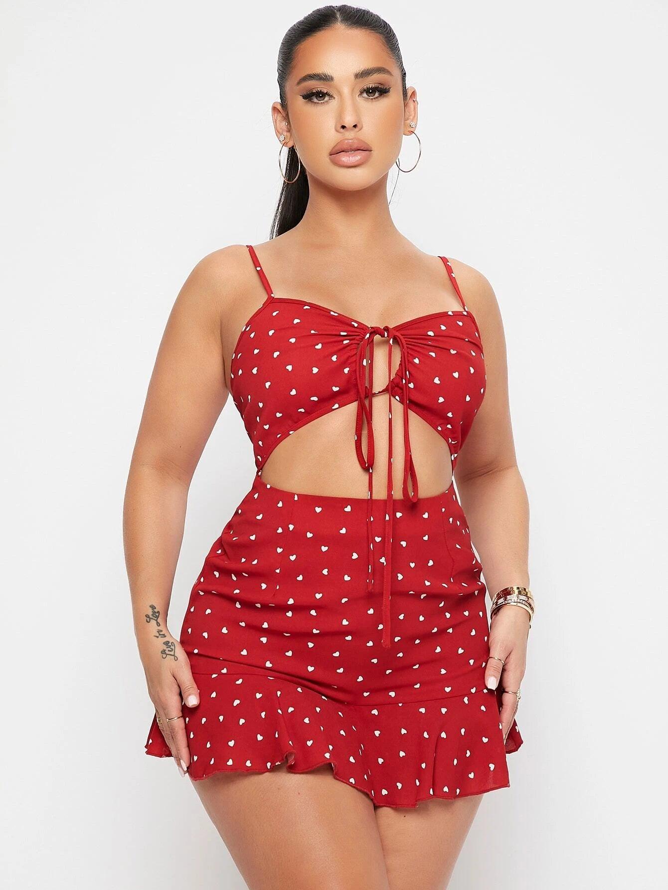 Printed Tie Front Short Romper-Comfy Jumpsuits