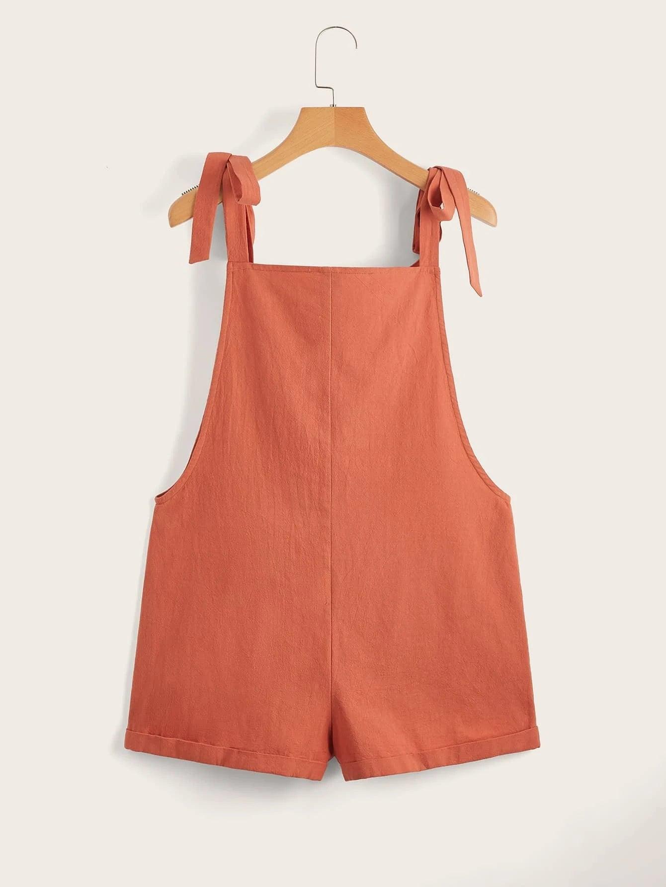 Pocket Patched Pinafore Romper-Comfy Jumpsuits