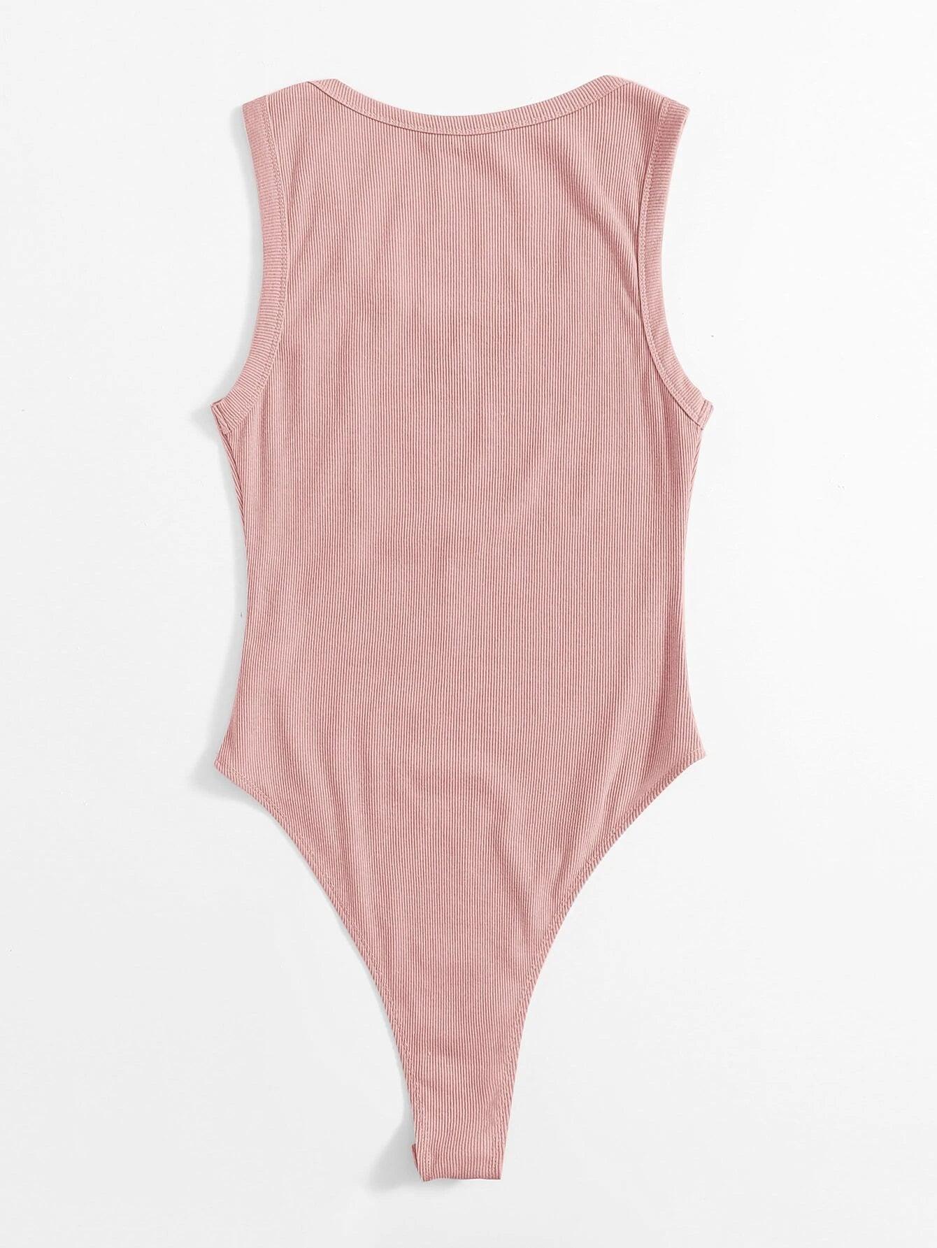 Scoop Neckline Solid Colored Bodysuit-Comfy Jumpsuits