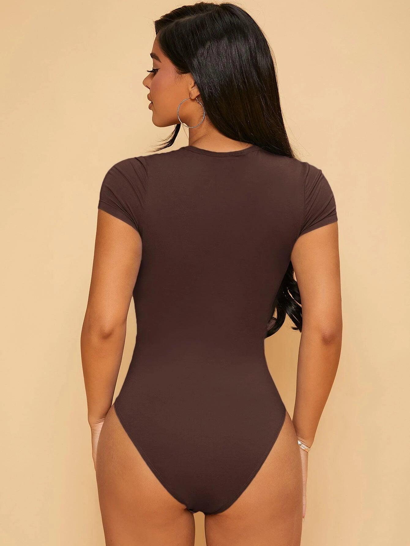 Cap Sleeve Slim Fit Bodysuit-Comfy Jumpsuits