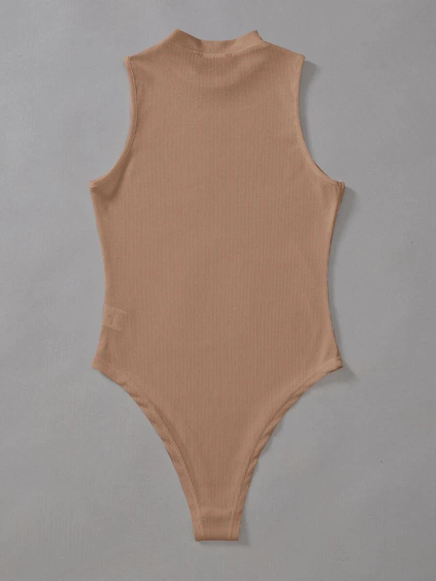 Solid Mock Neck Slim Fit Bodysuit