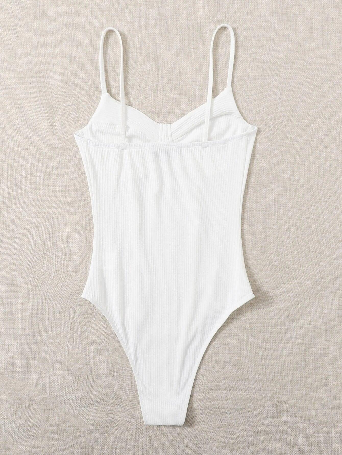 Sleeveless Colored Rib-Knit Bodysuit-Comfy Jumpsuits