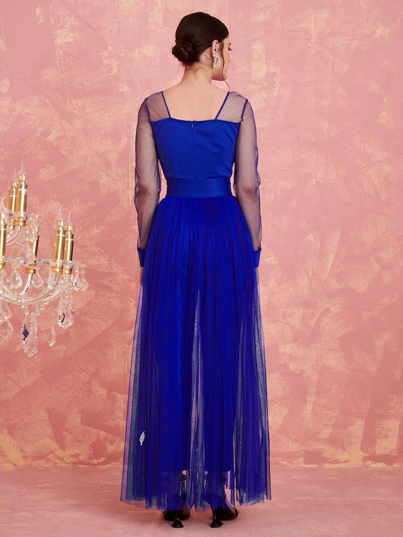 Long Sleeve Corset Jumpsuit With Skirt-Comfy Jumpsuits