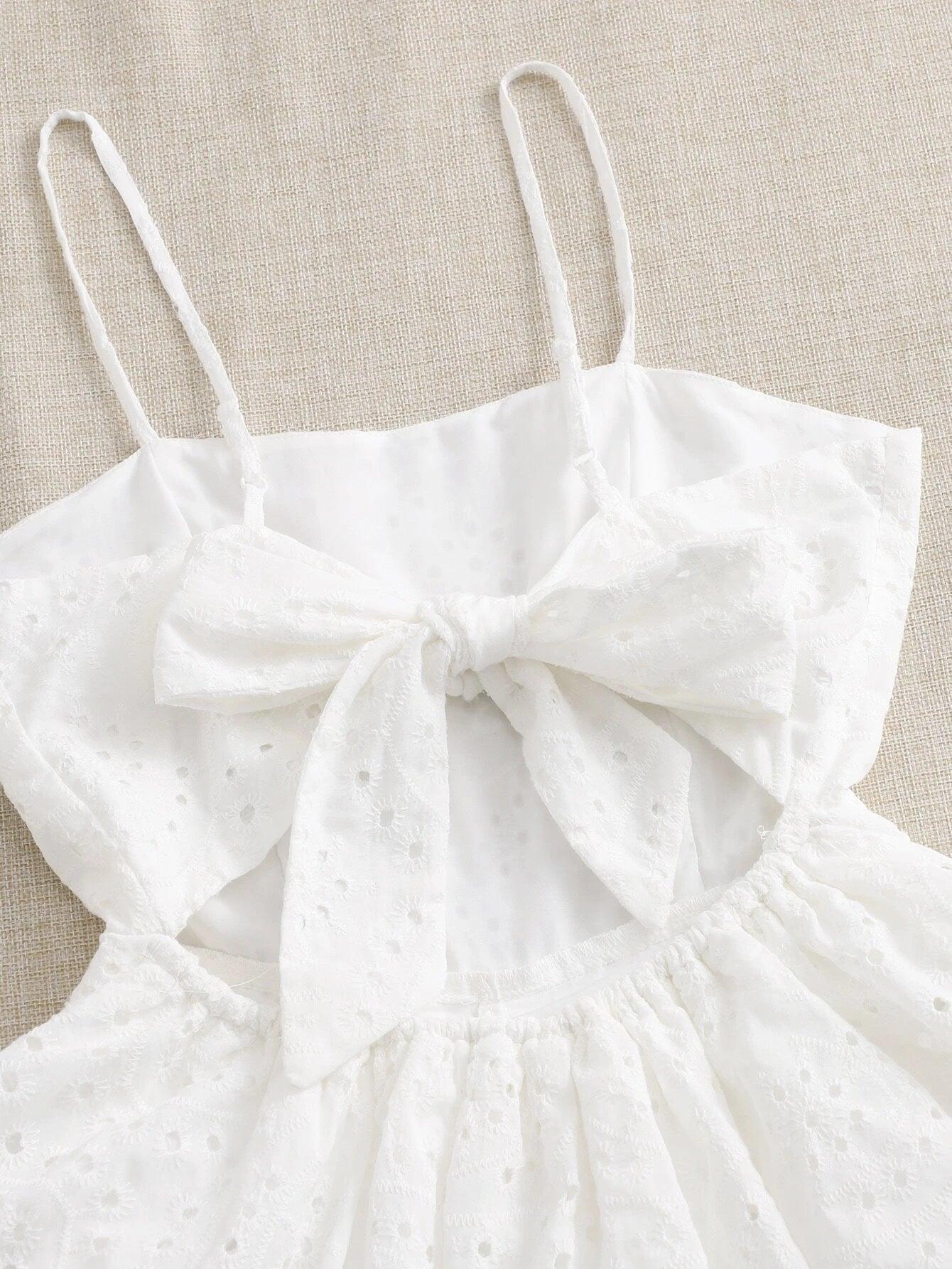 Tie Backless Eyelet Embroidery Romper-Comfy Jumpsuits