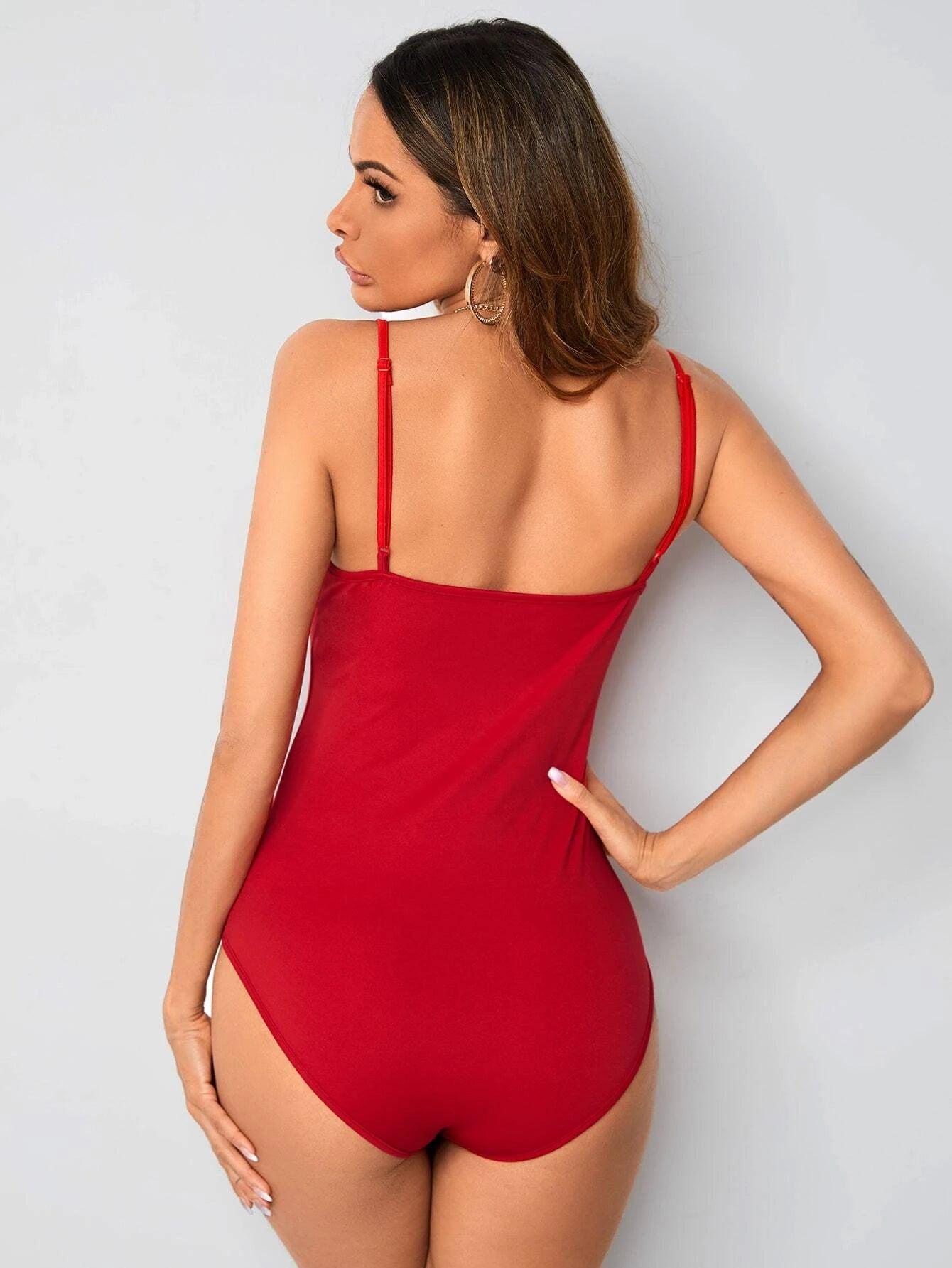 Solid Cheeky Cami Bodysuit-Comfy Jumpsuits