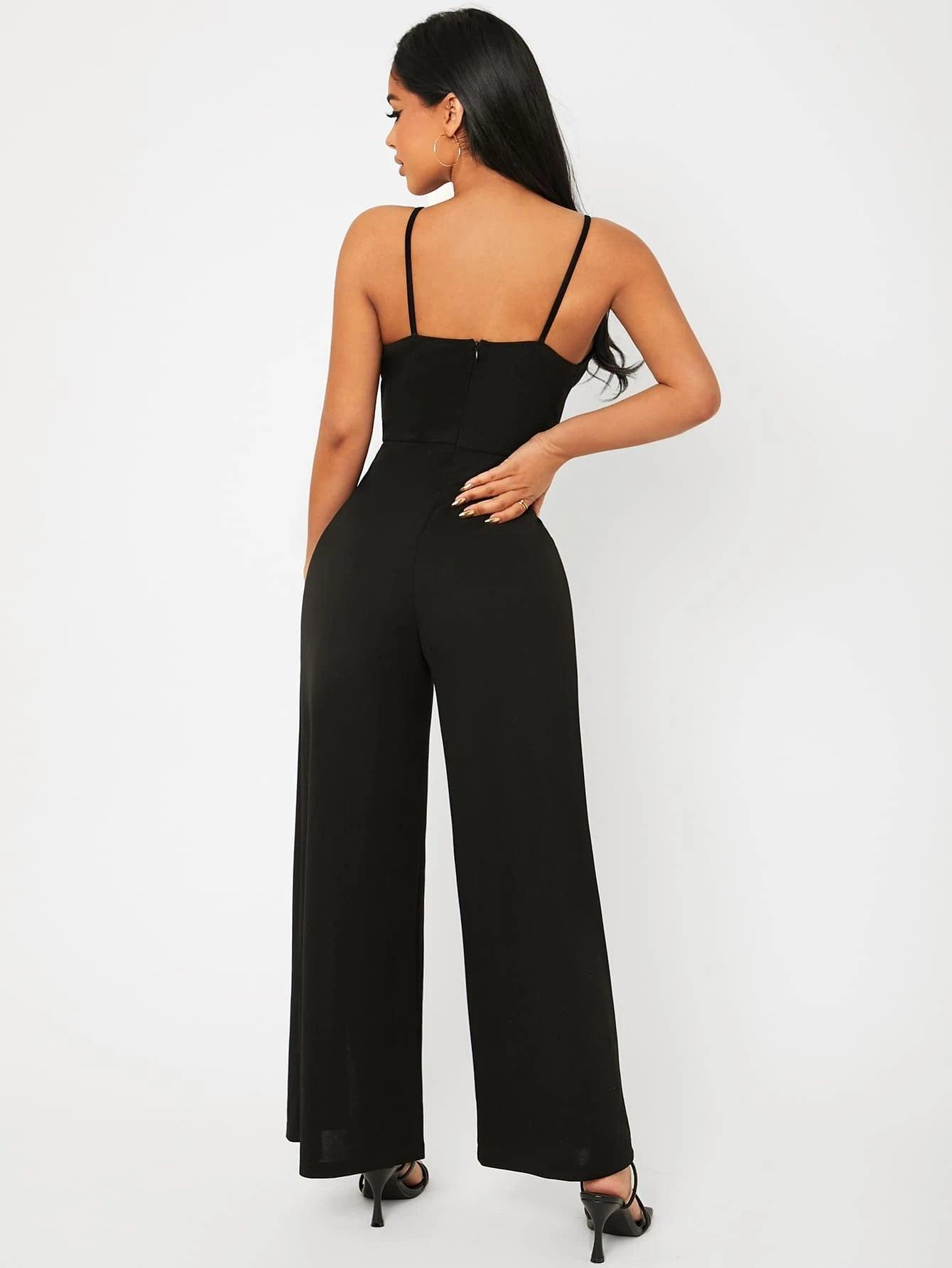Split Hem Cami Jumpsuit-Comfy Jumpsuits