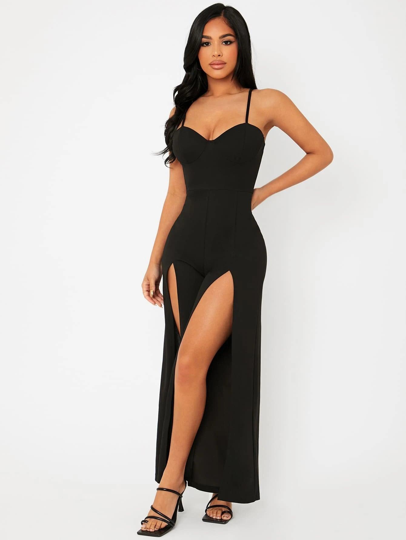 Split Hem Cami Jumpsuit-Comfy Jumpsuits