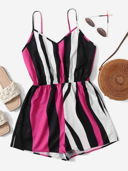 Striped Boho Cami Romper-Comfy Jumpsuits