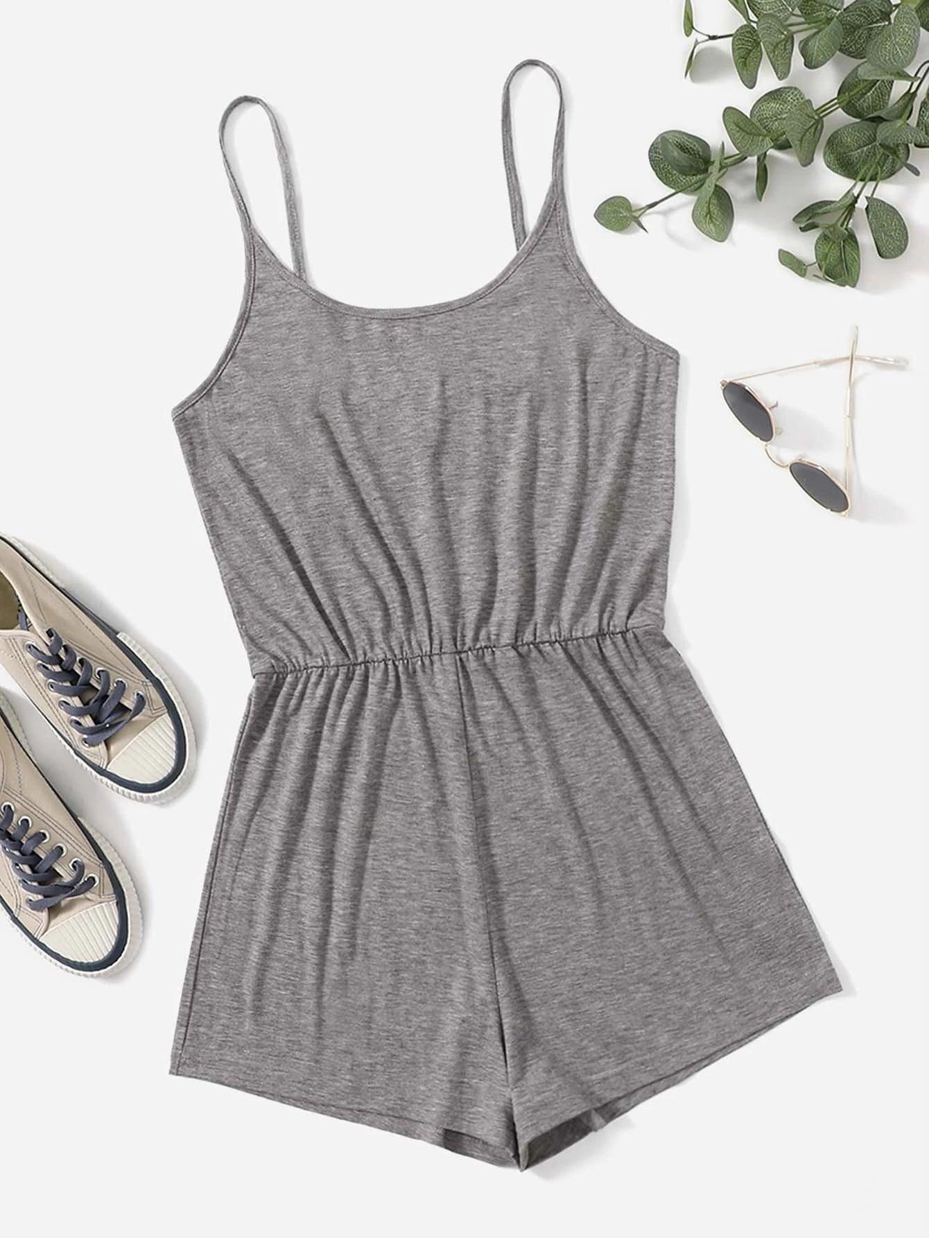 Solid Colored Slip Romper-Comfy Jumpsuits