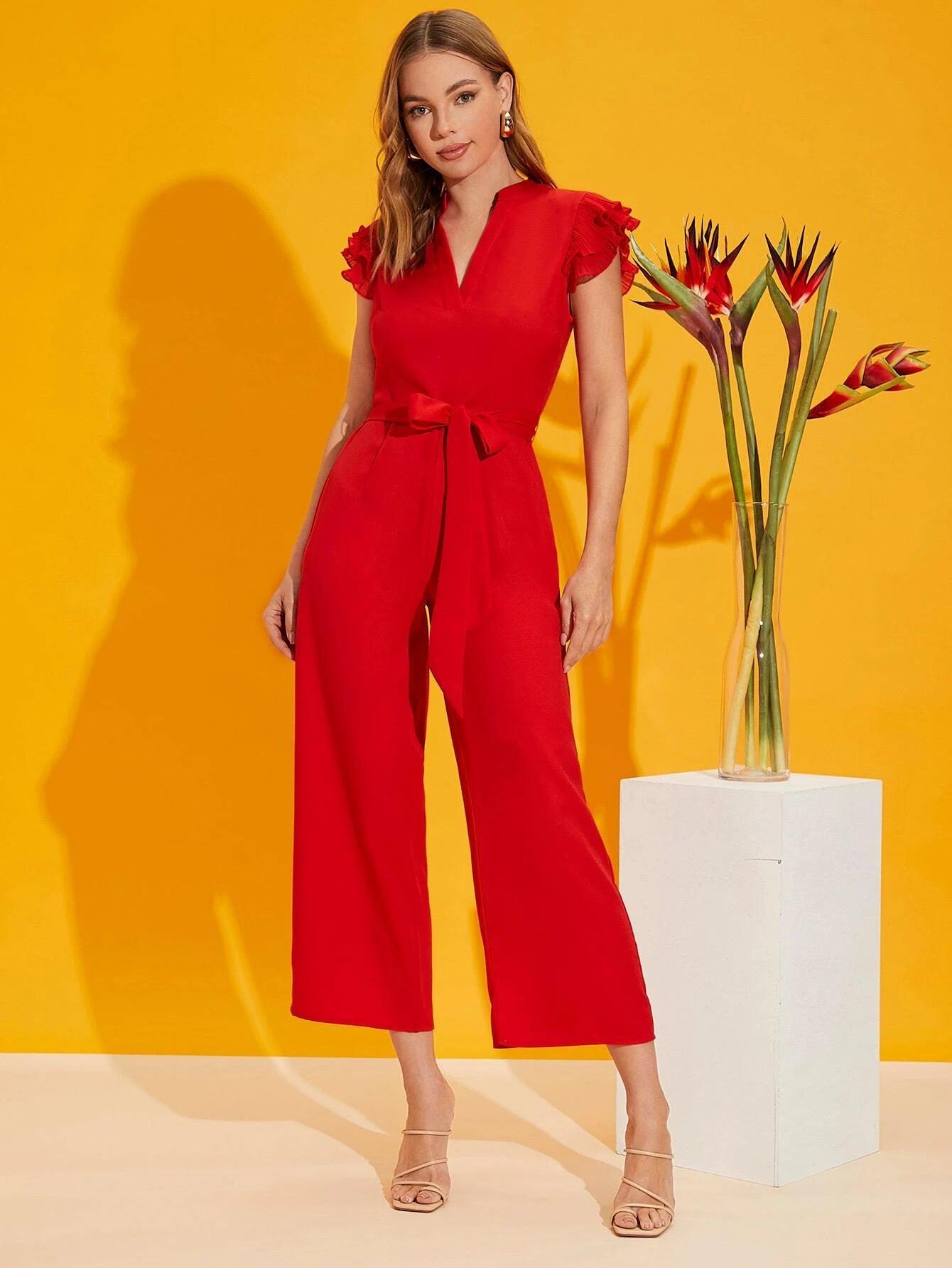 Butterfly Sleeved Jumpsuit-Comfy Jumpsuits