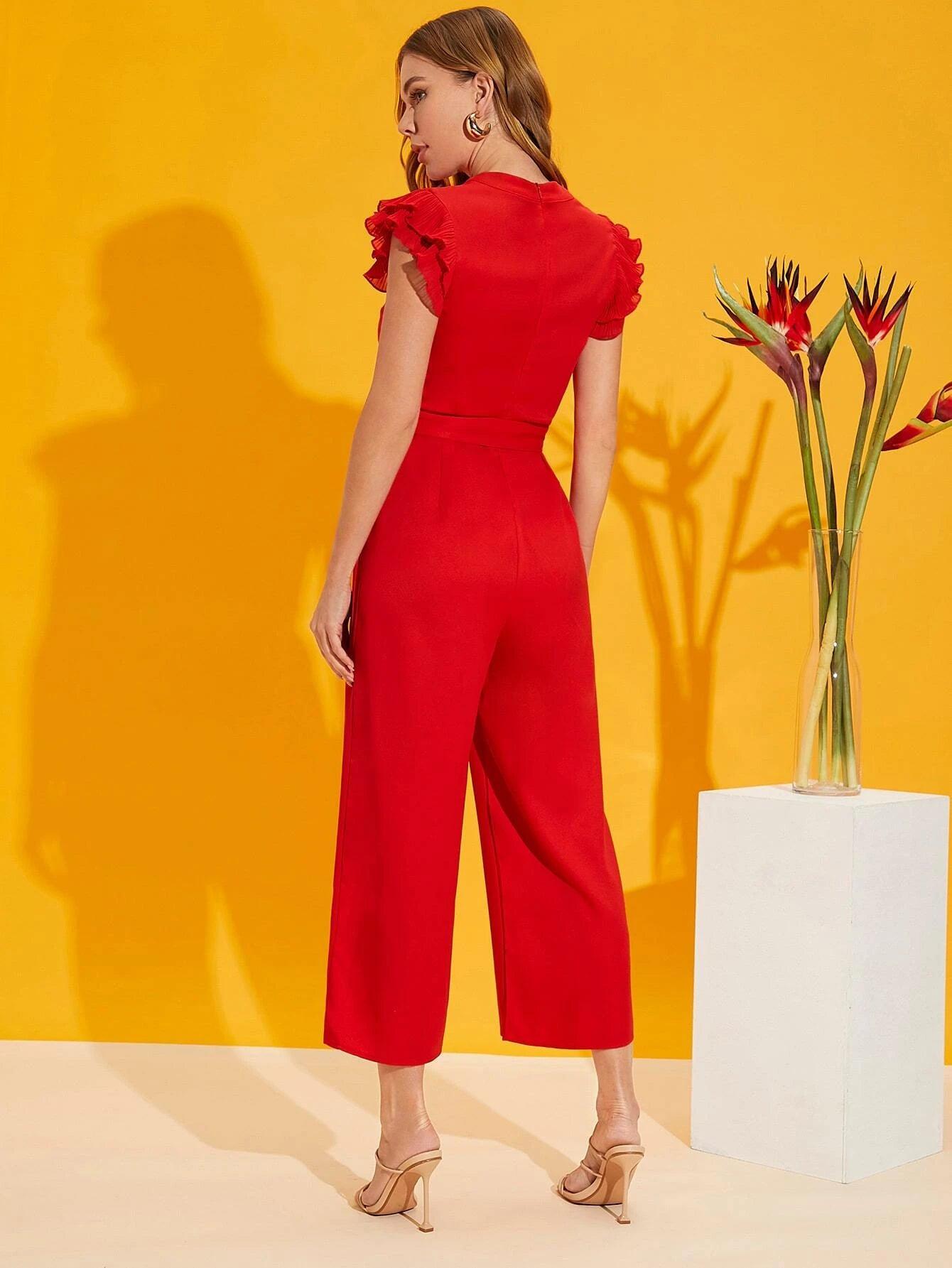 Butterfly Sleeved Jumpsuit-Comfy Jumpsuits