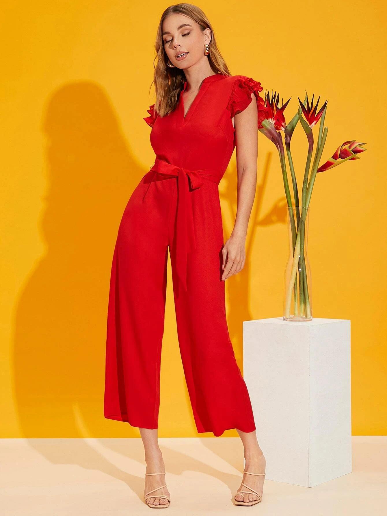 Butterfly Sleeved Jumpsuit-Comfy Jumpsuits