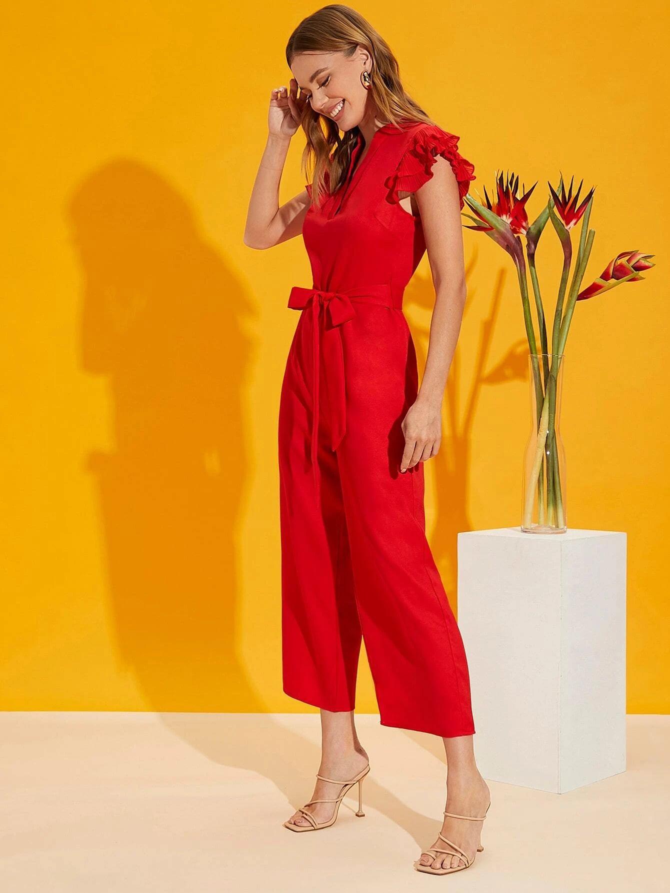 Butterfly Sleeved Jumpsuit-Comfy Jumpsuits