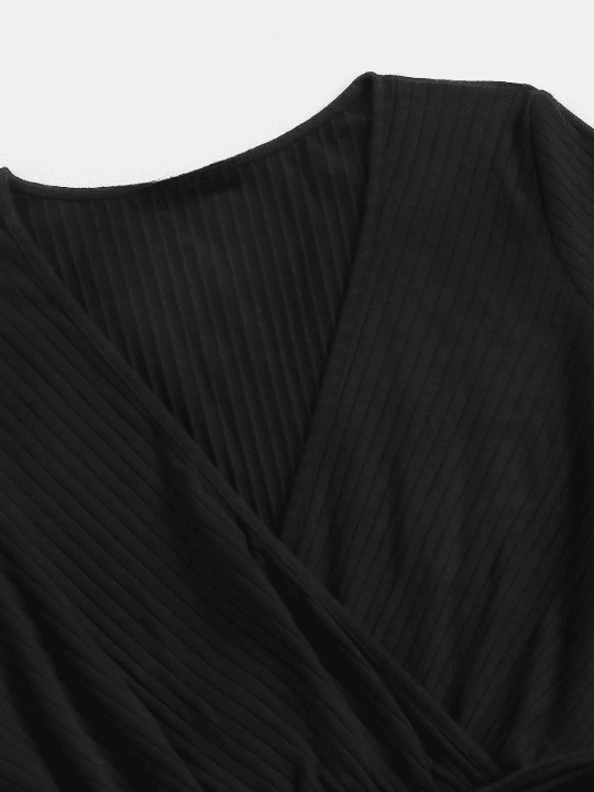 Plus Surplice Neck Belted Romper-Comfy Jumpsuits