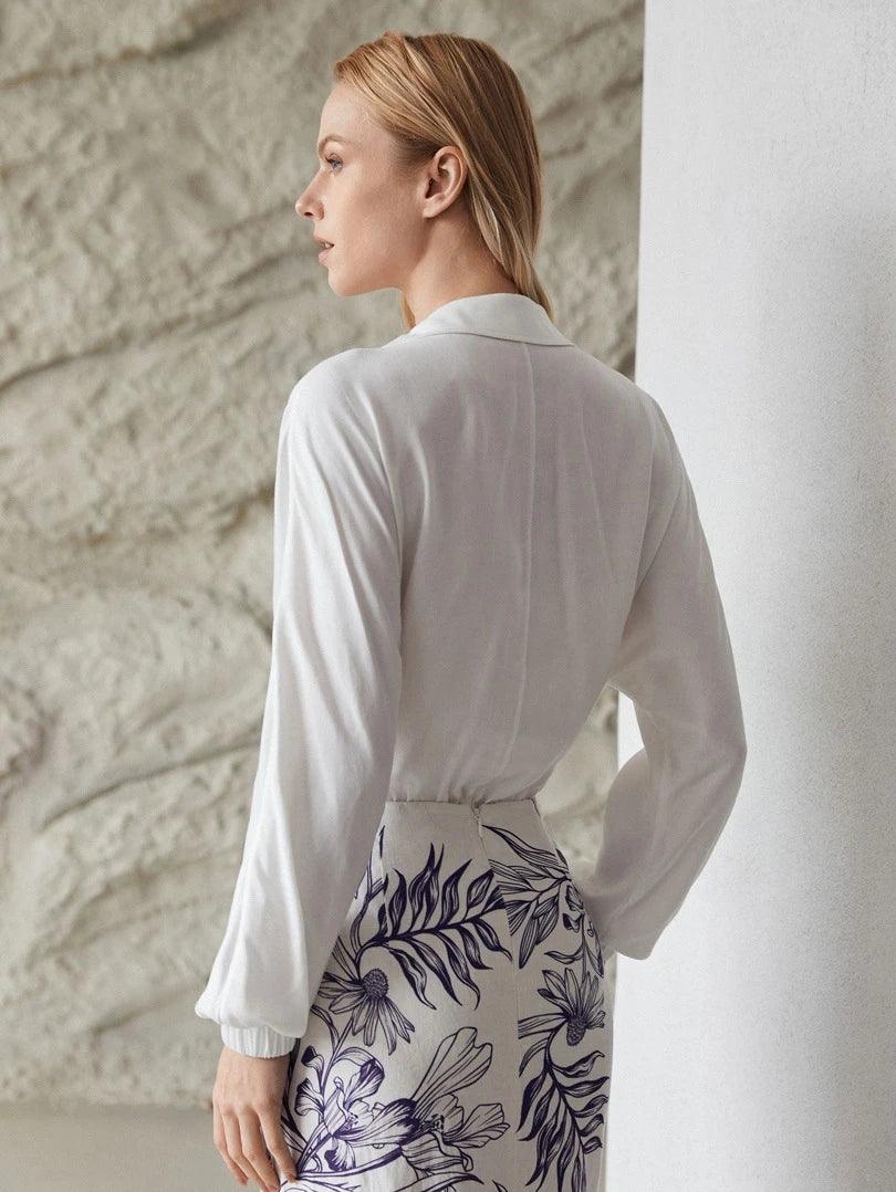 Viscose Lantern Sleeve Bodysuit-Comfy Jumpsuits