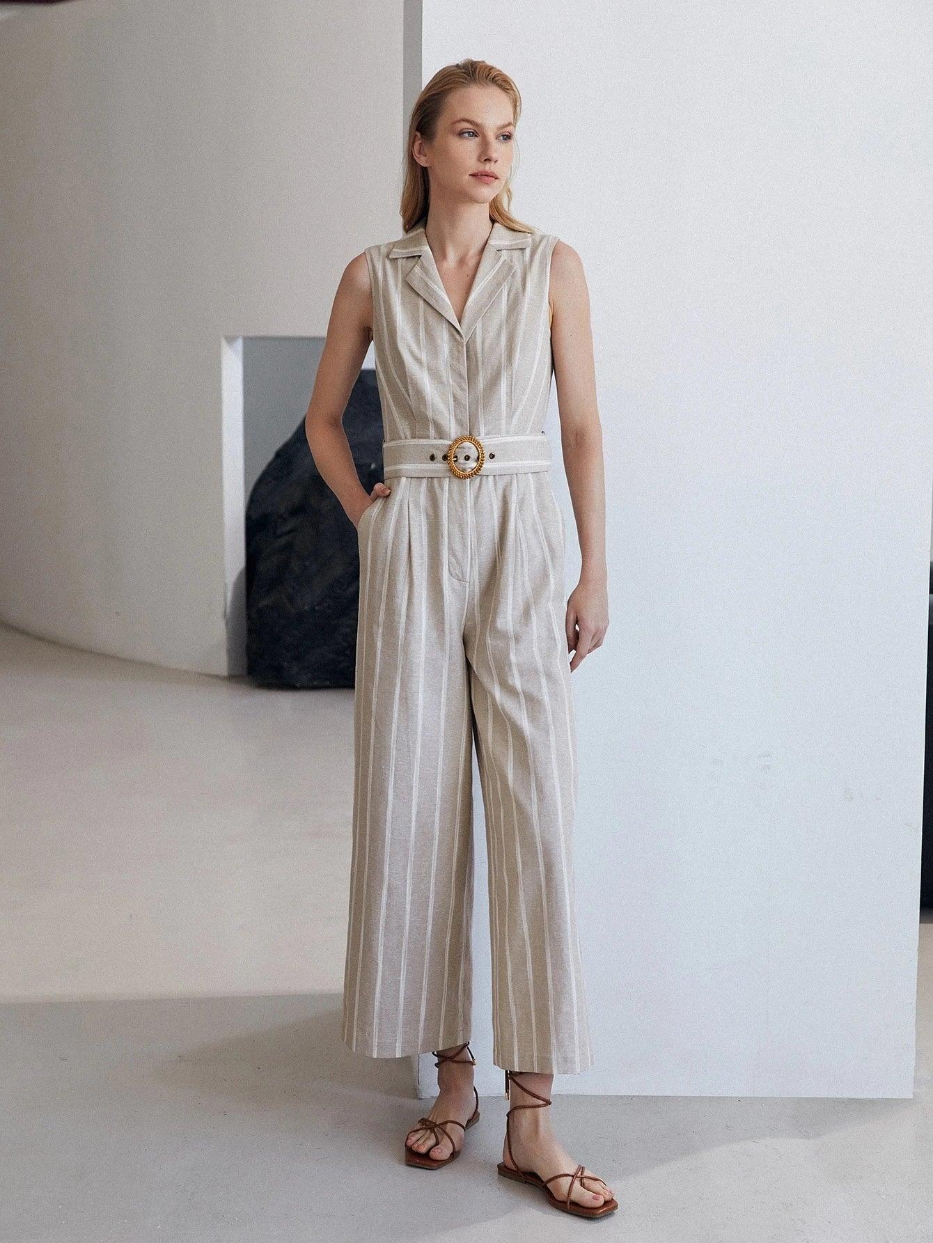 Sleeveless Belted Jumpsuit-Comfy Jumpsuits