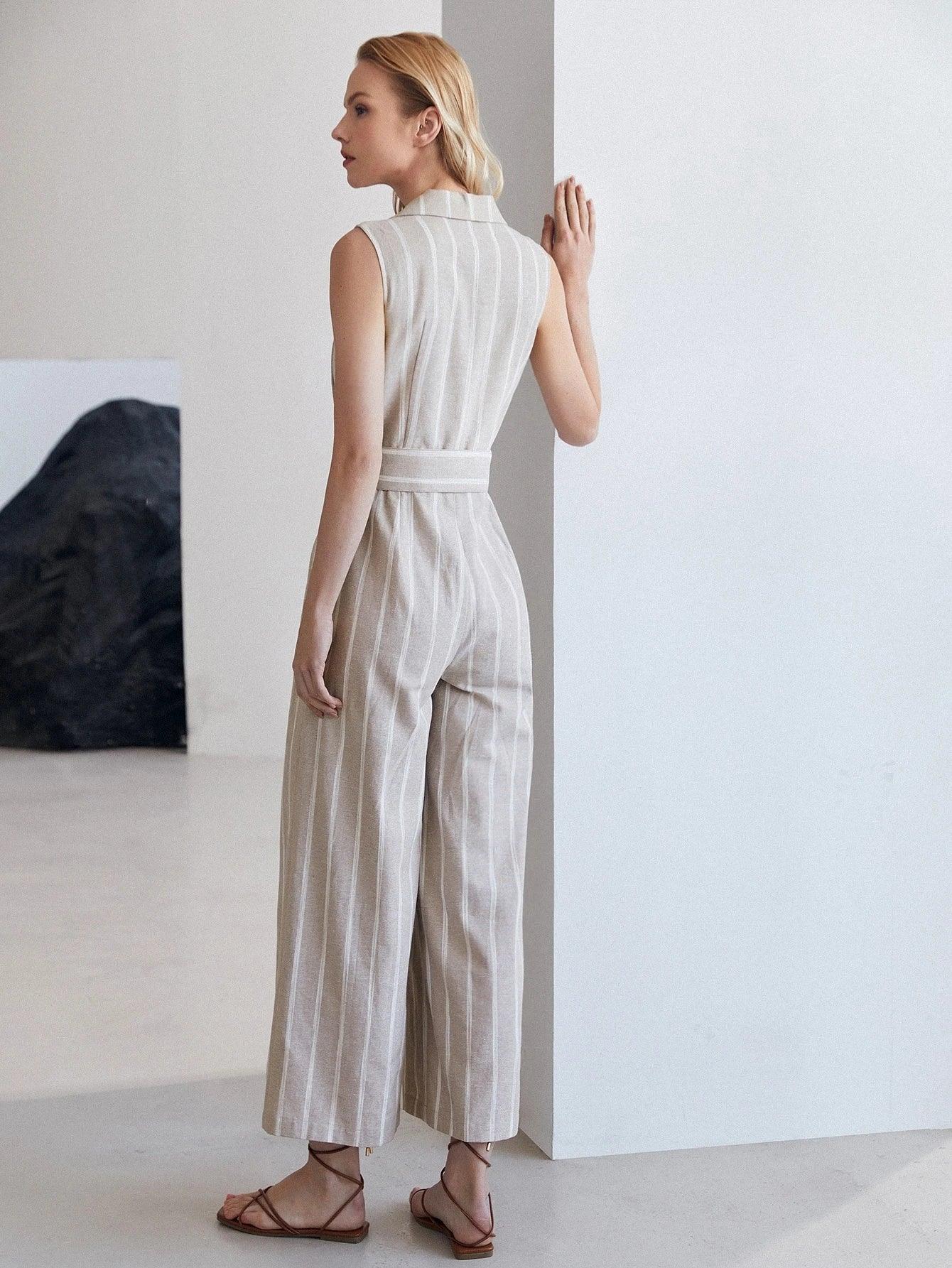 Sleeveless Belted Jumpsuit-Comfy Jumpsuits
