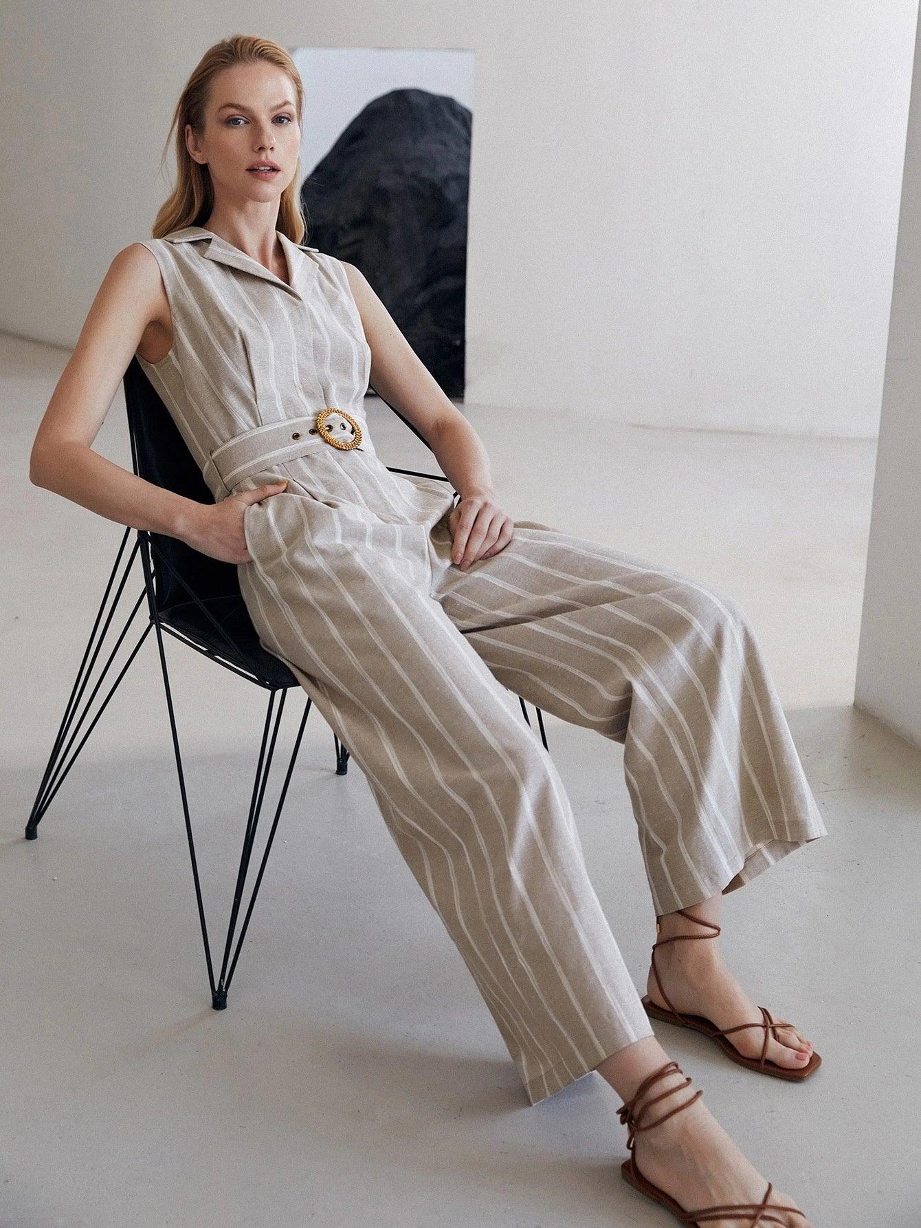 Sleeveless Belted Jumpsuit-Comfy Jumpsuits