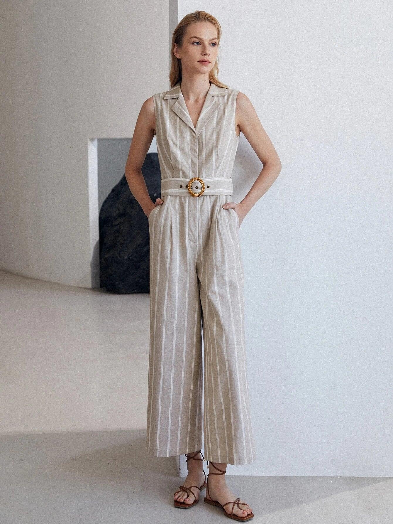 Sleeveless Belted Jumpsuit-Comfy Jumpsuits
